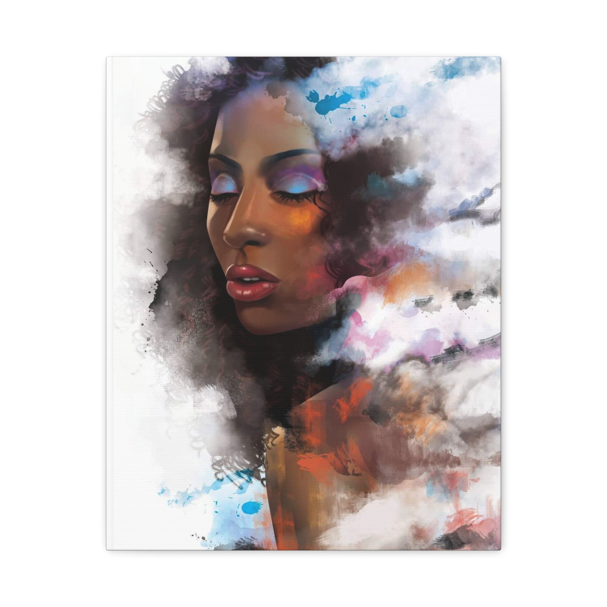 Abstract Portrait Canvas Wall Art — Colorful Afrocentric Woman Matte Stretched Canvas