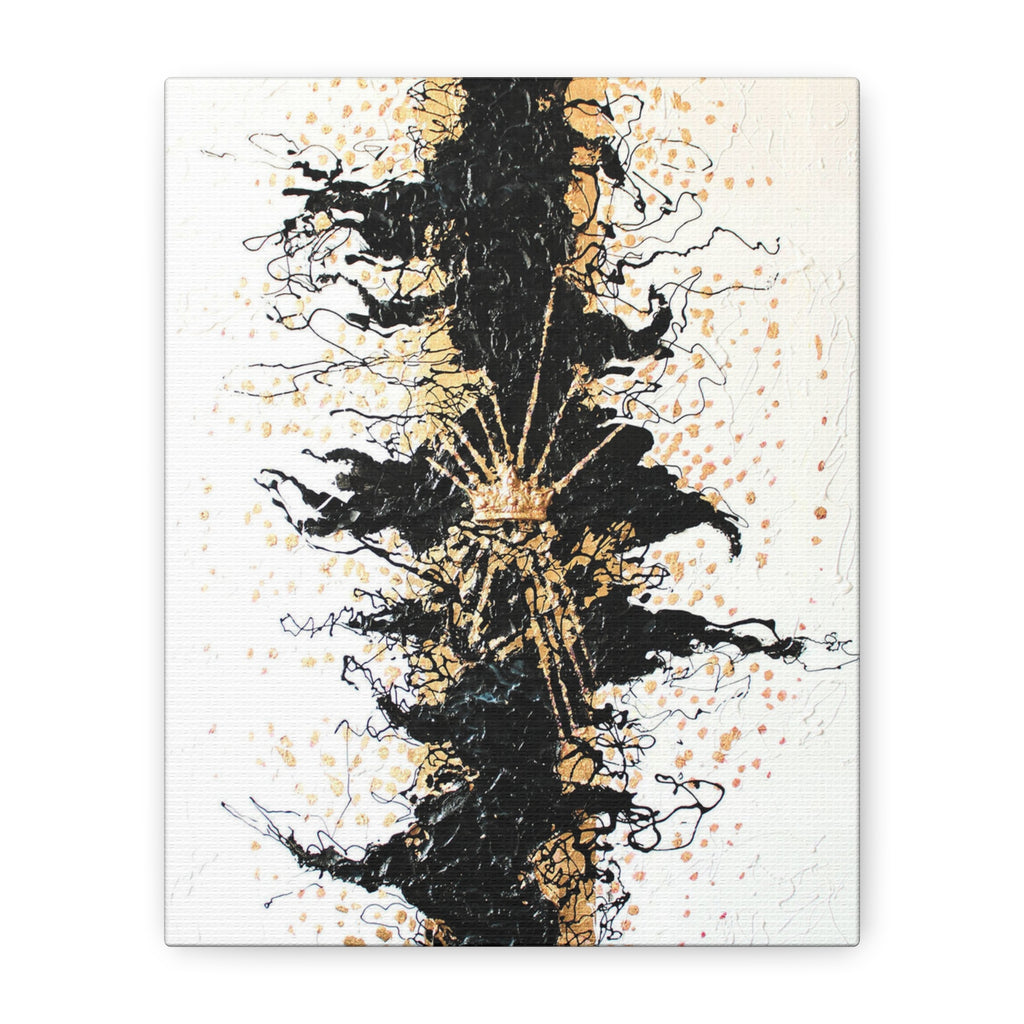 Abstract Black & Gold Crown Canvas Art — Matte Stretched Wall Decor 