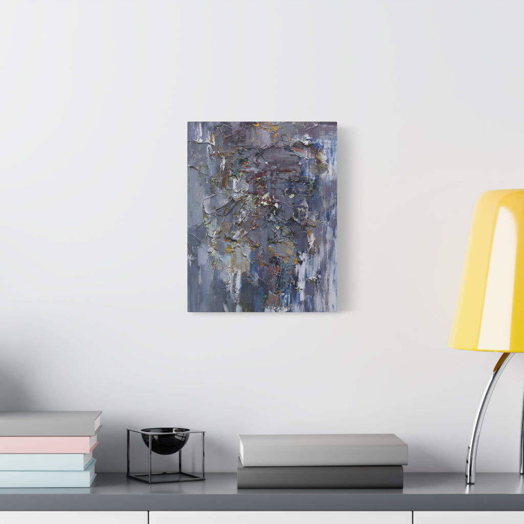 Abstract Textured Canvas Wall Art — Moody Blue Grey Palette