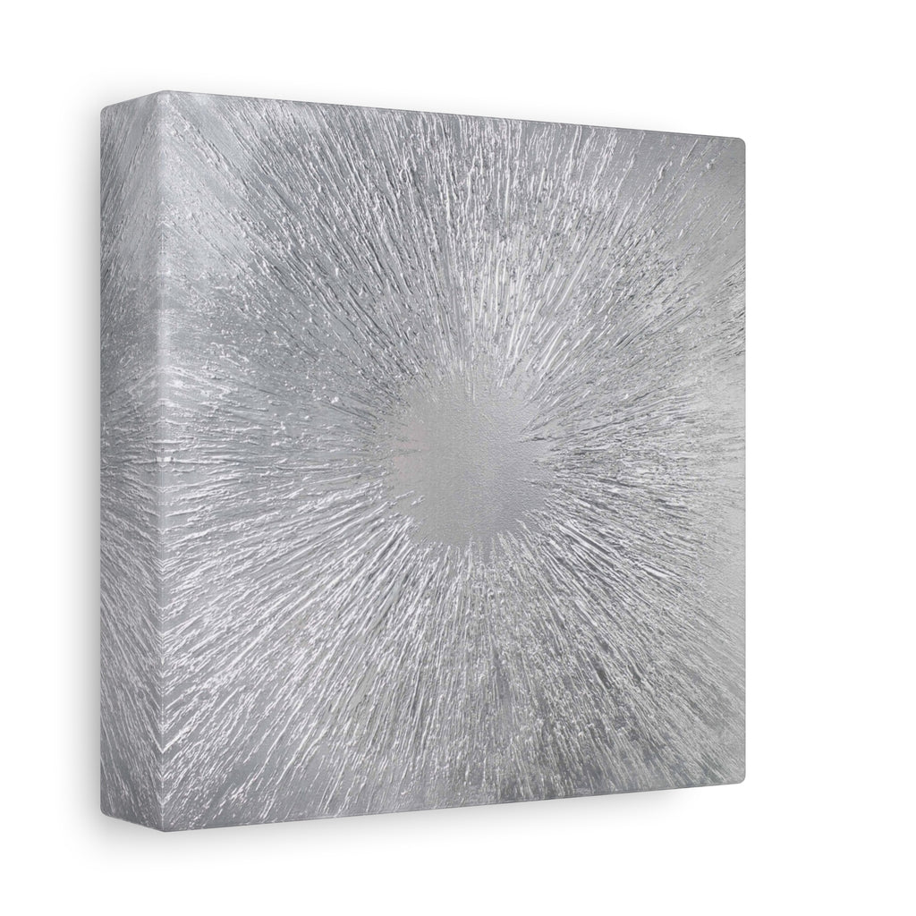 Silver Burst Abstract Canvas Wall Art — Matte Stretched 1.25"