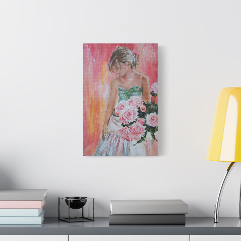 Romantic Rose Ballet Canvas Print — Pink Floral Ballerina Wall Art 