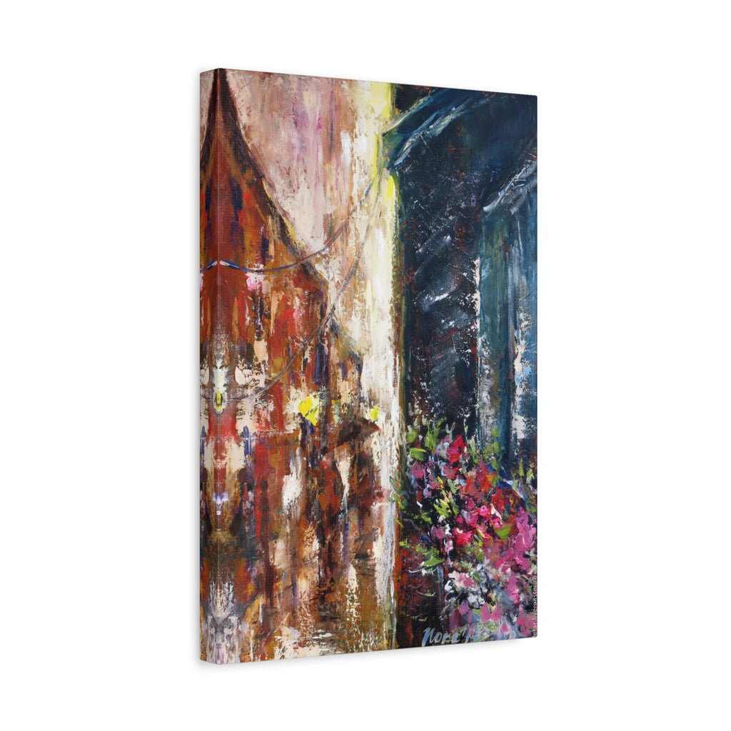Abstract Street Floral Canvas Art – Matte Stretched Wall Painting 
