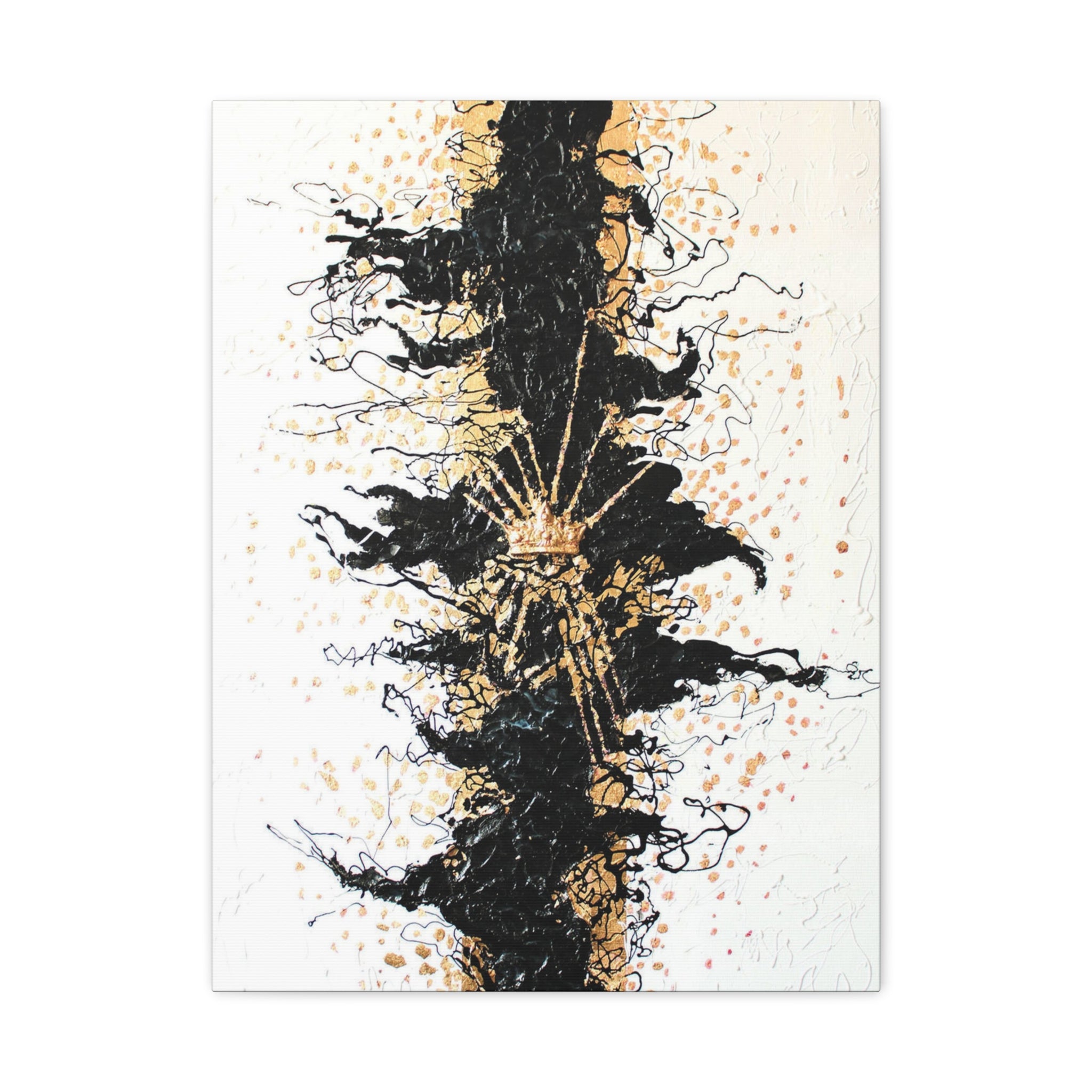 Abstract Black & Gold Crown Canvas Art — Matte Stretched Wall Decor 