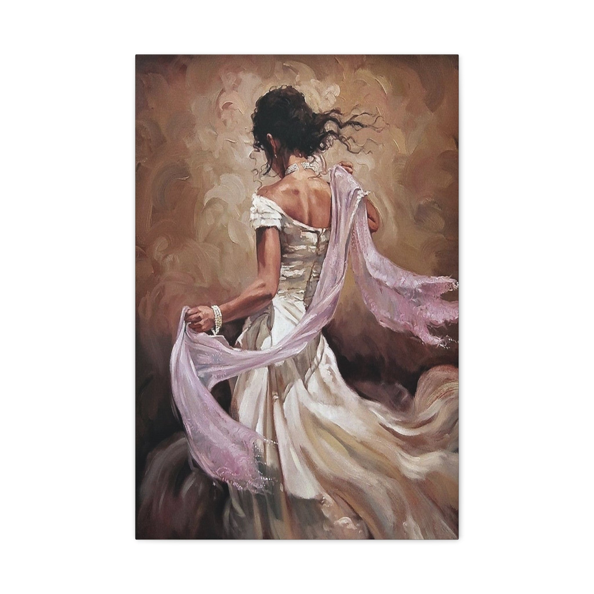 Romantic Dancing Woman Matte Canvas Print - Elegant Figurative Wall Art