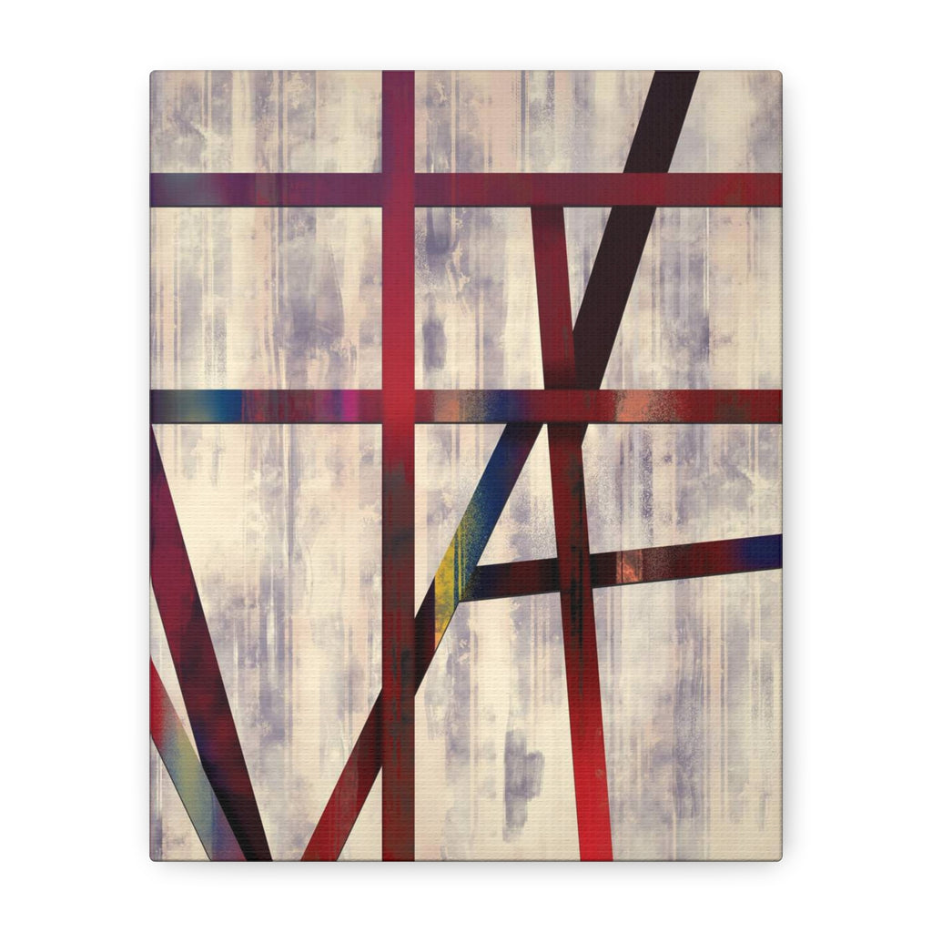 Abstract Geometric Canvas Wall Art — Modern Red & Neutral Stretched Matte Print