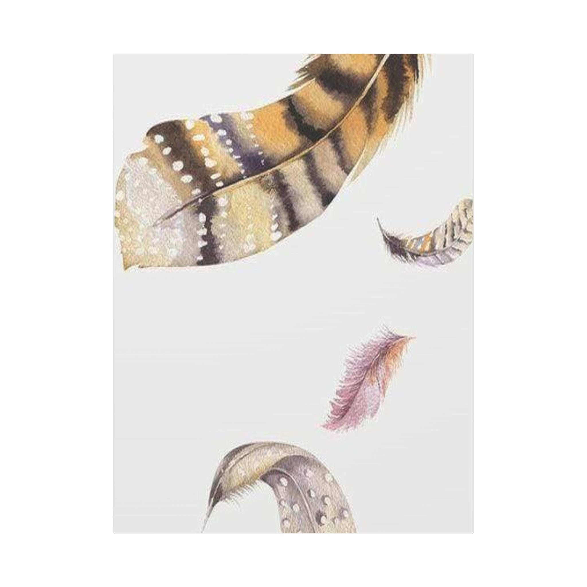 Watercolor Feather Canvas Print — Boho Wall Art, Neutral Feather Nursery Decor 