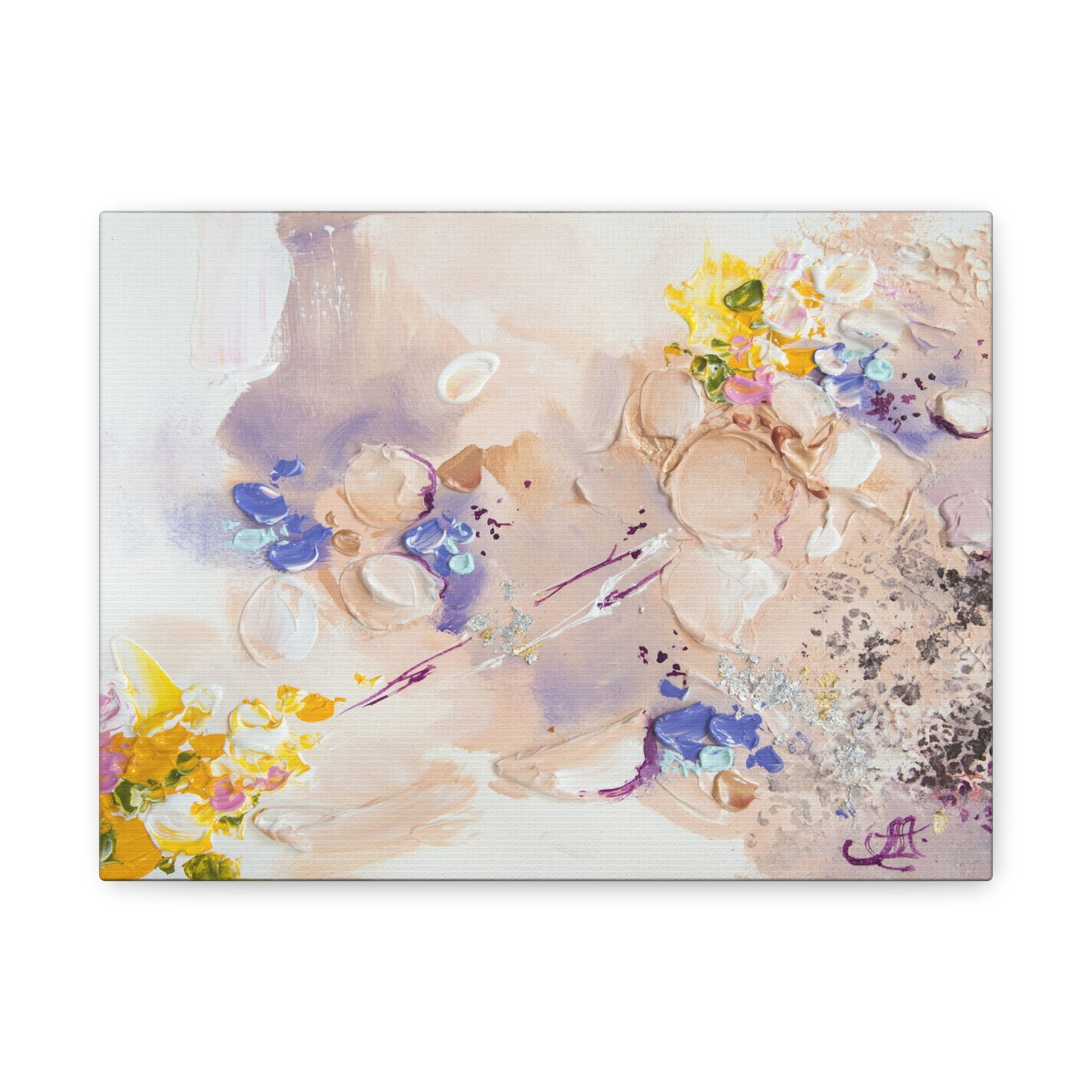 Abstract Floral Matte Canvas Wall Art — Pastel Bouquet Stretched Print 