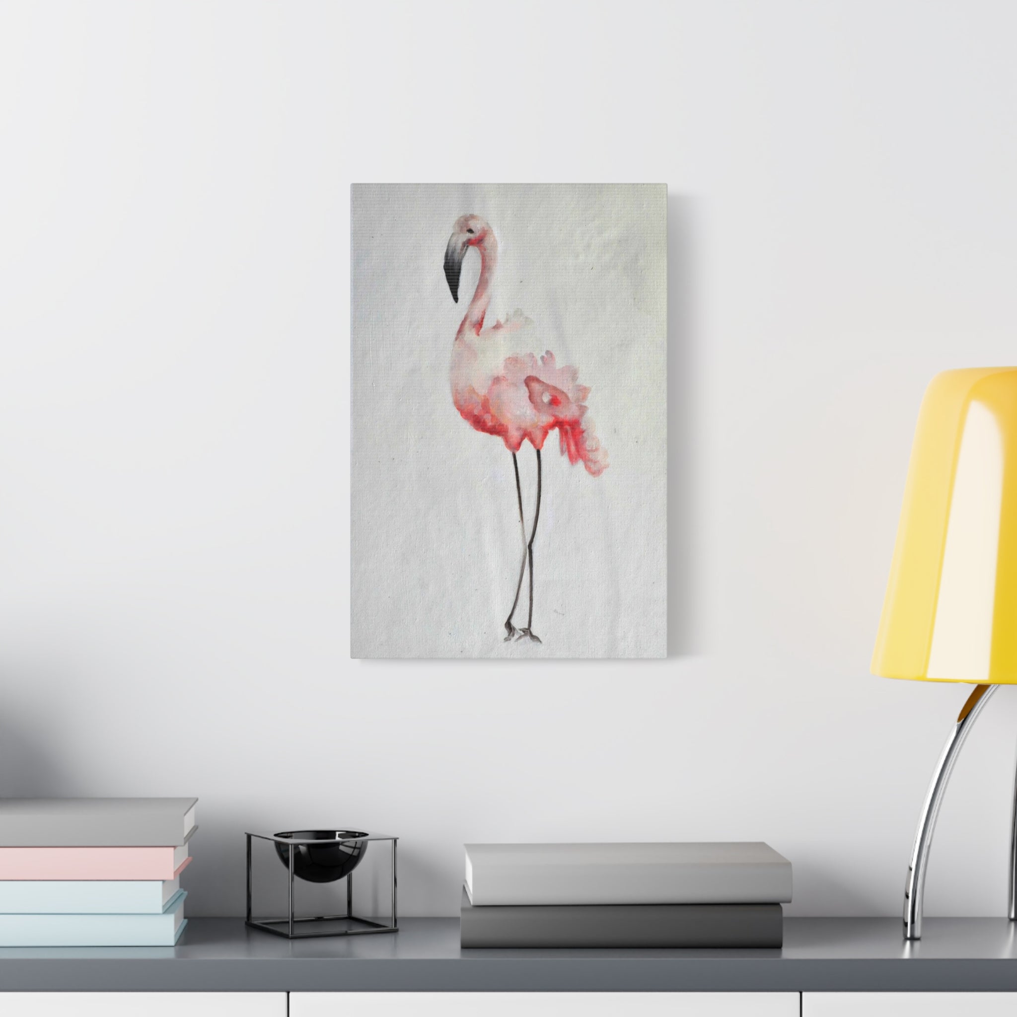 Watercolor Pink Flamingo Canvas Print — Matte Stretched Wall Art 