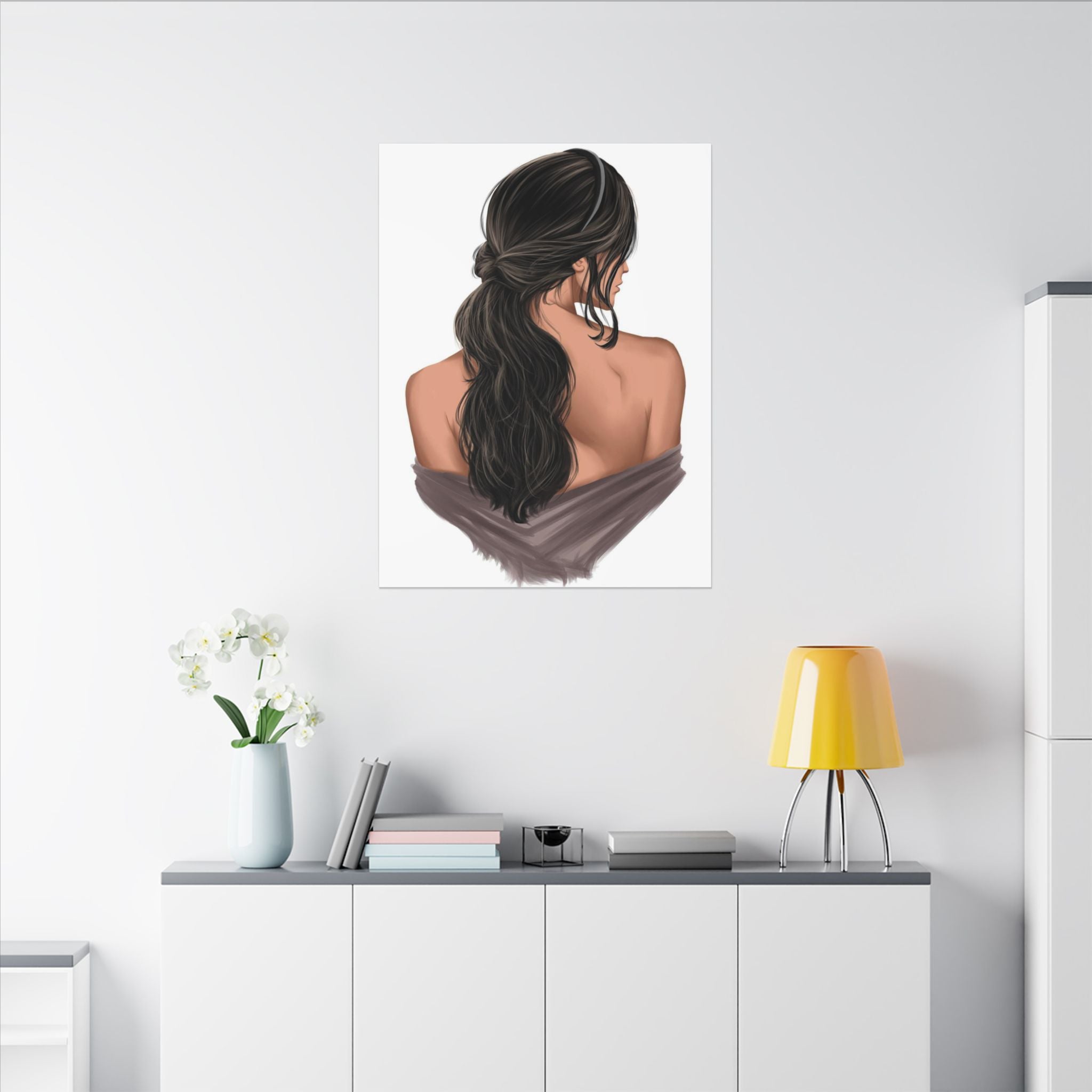 Portrait Canvas Print — Woman Back View with Loose Ponytail 