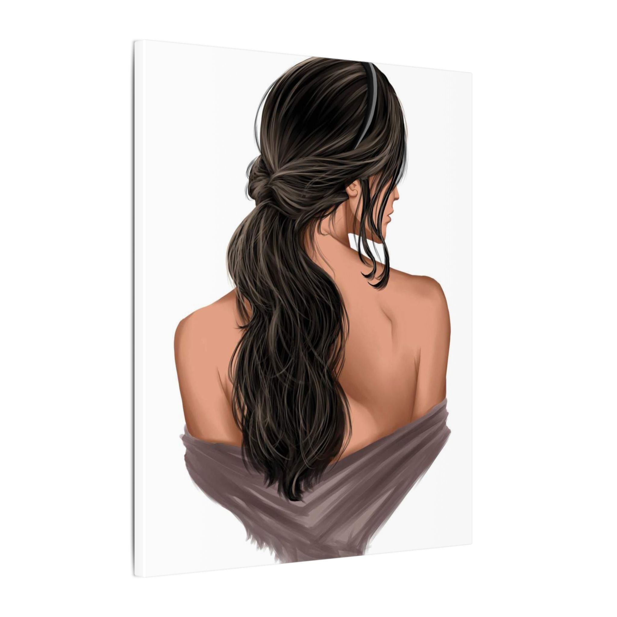 Portrait Canvas Print — Woman Back View with Loose Ponytail 