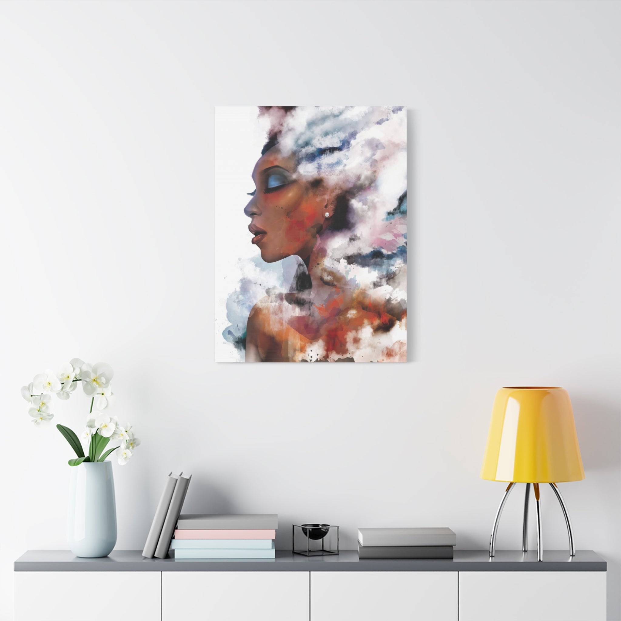 Abstract Portrait Canvas - Dreamy Woman Watercolor Wall Art