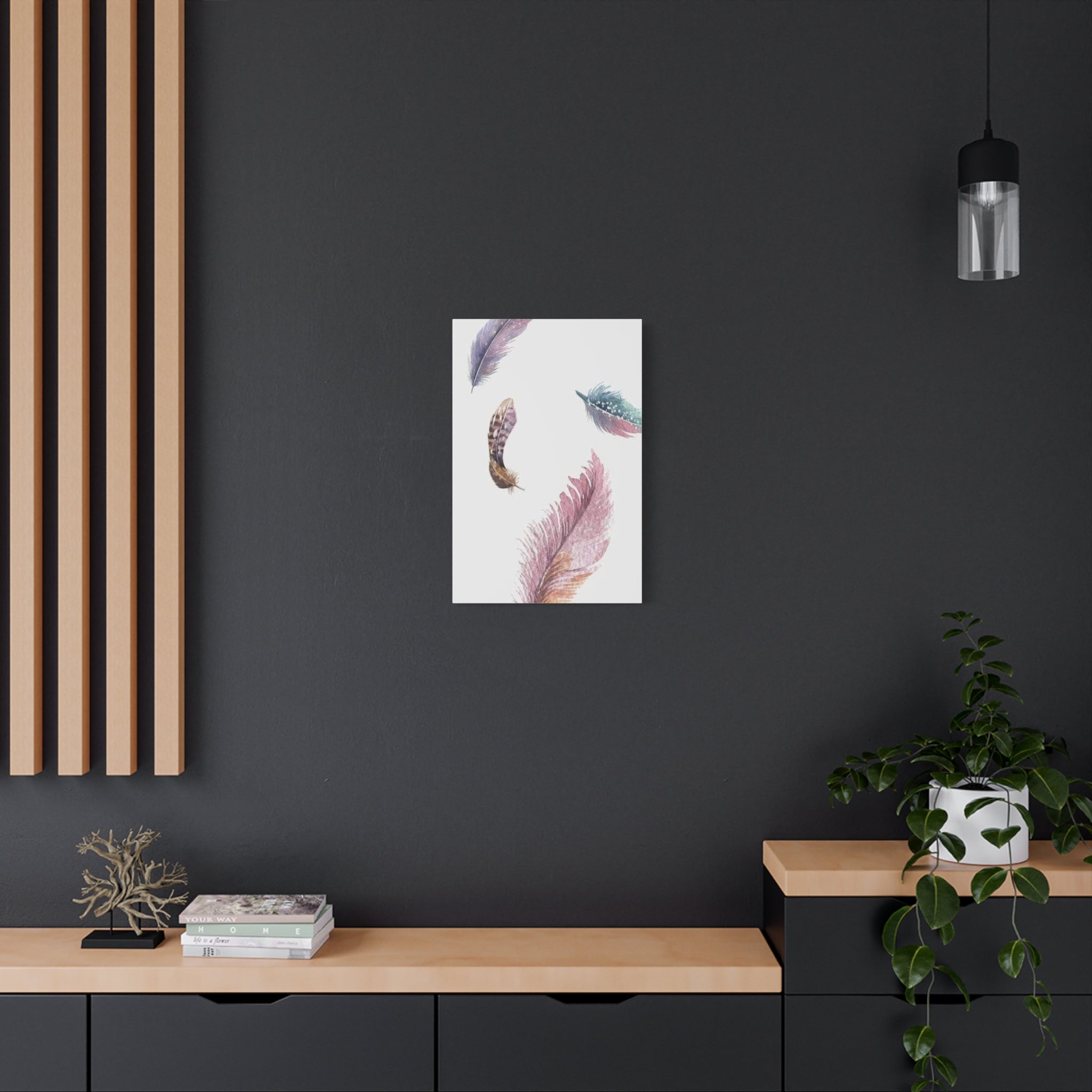 Soft Watercolor Feathers Canvas Wall Art - Stretched 1.25" Matte Design - TheKaraHan