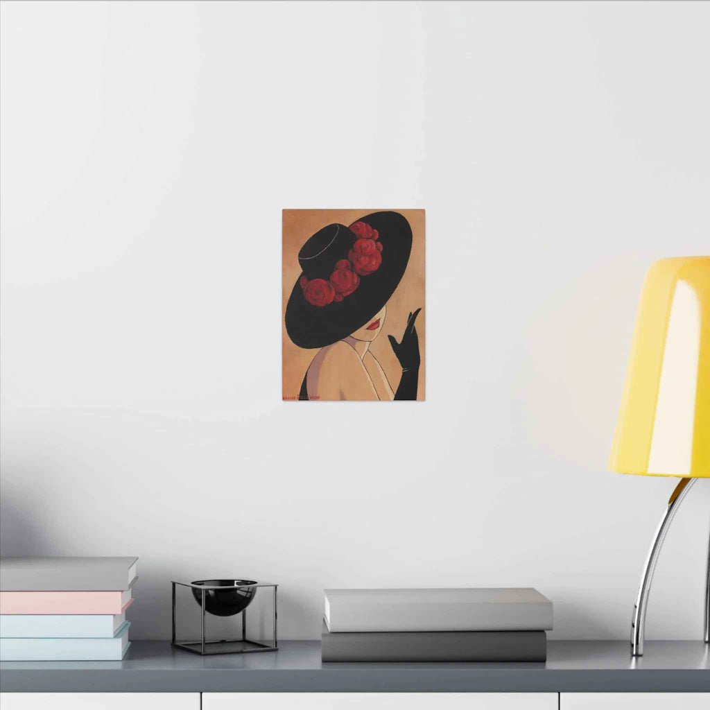 Elegant Black Hat Wall Art | Vintage Fashion Portrait for Chic Home Decor - TheKaraHan
