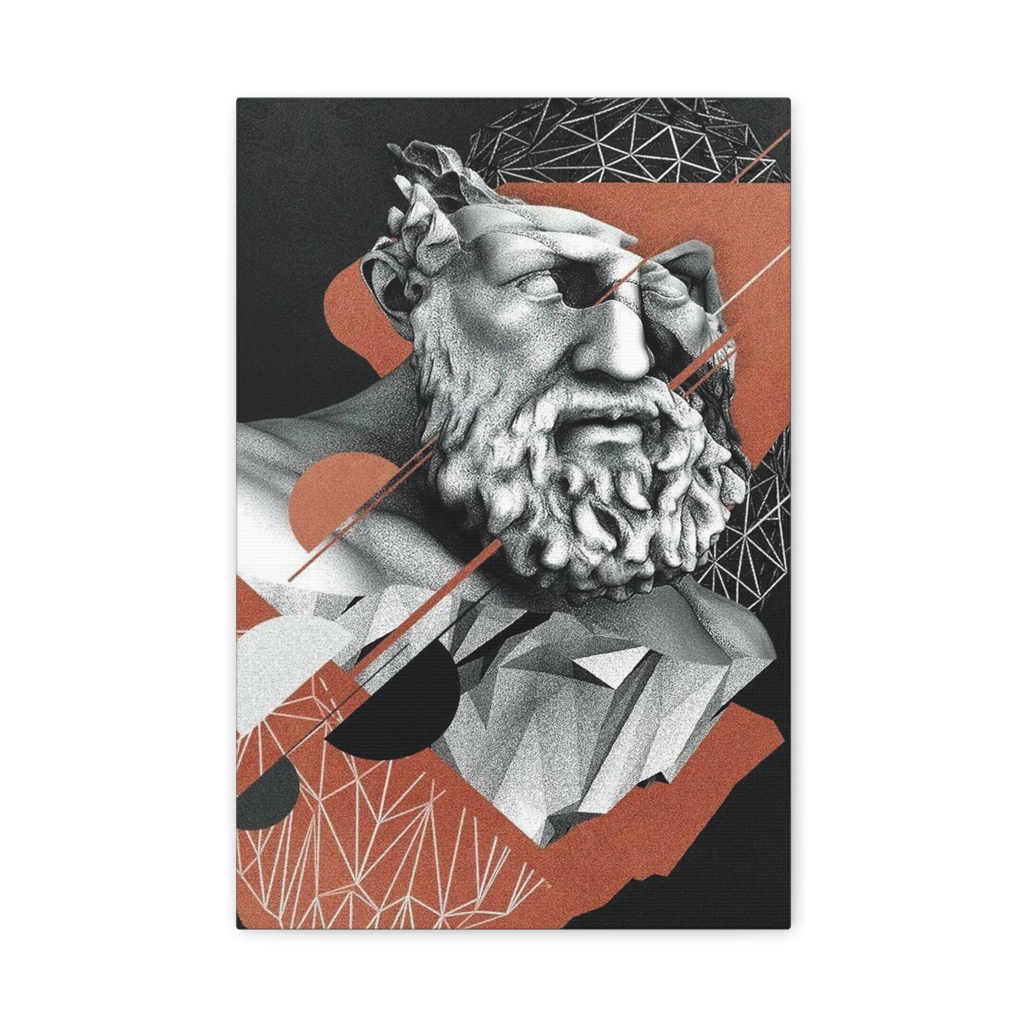 Classical Bust Abstract Matte Canvas Wall Art — Geometric Greek Sculpture Print 