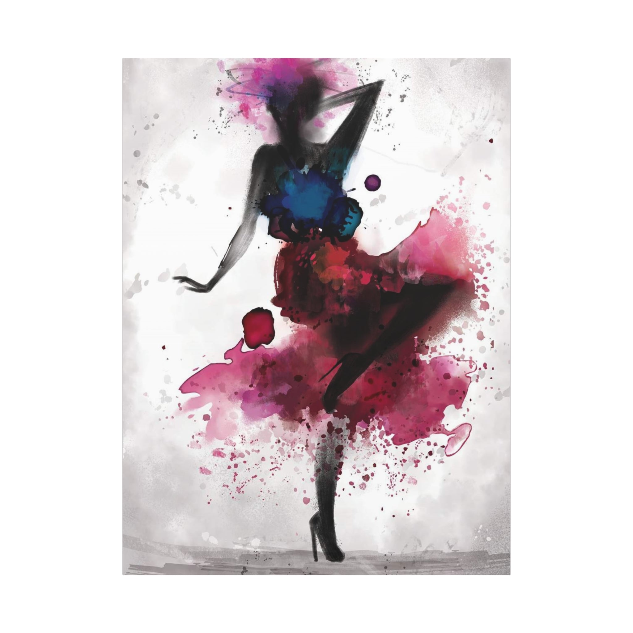 Watercolor Ballet Dancer Canvas Art — Fashion Silhouette Matte Stretched Wall Art