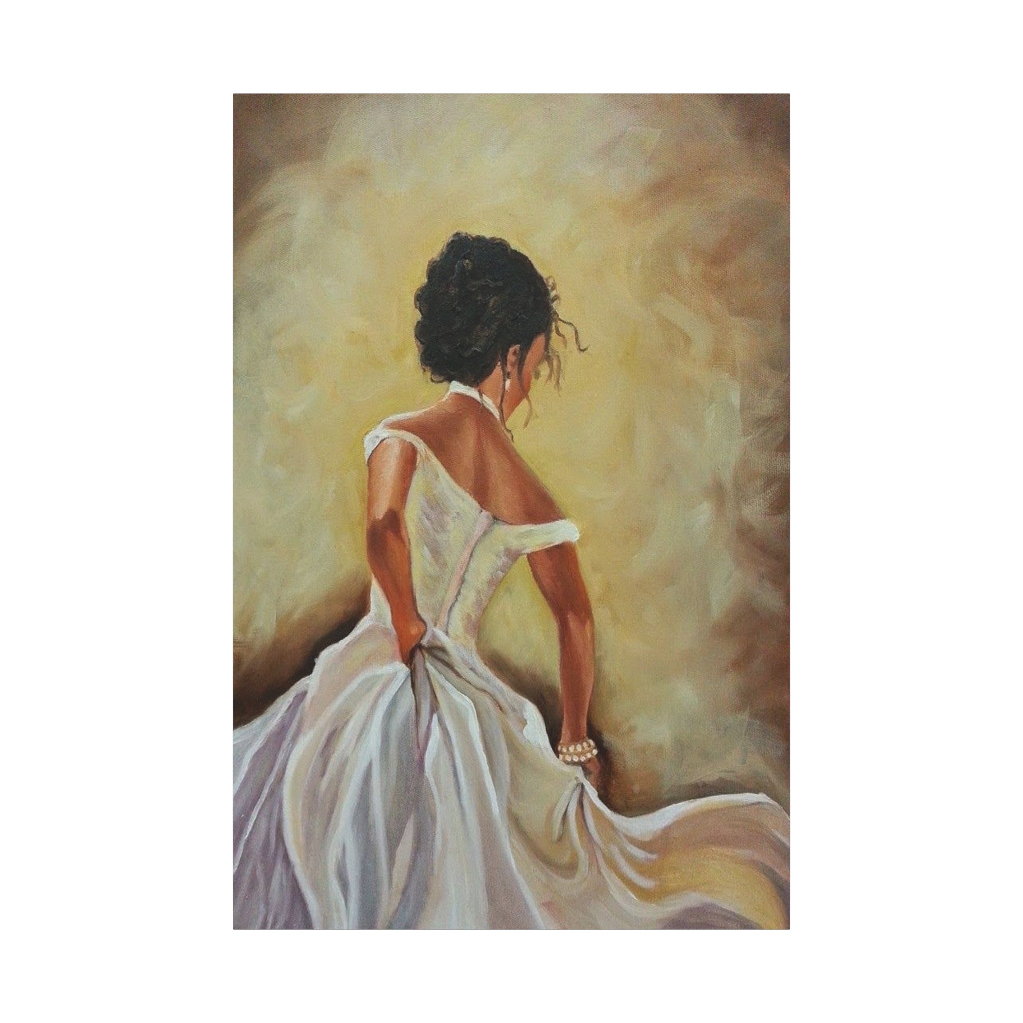 Elegant Bride Portrait Canvas Print — Romantic Wedding Wall Art 