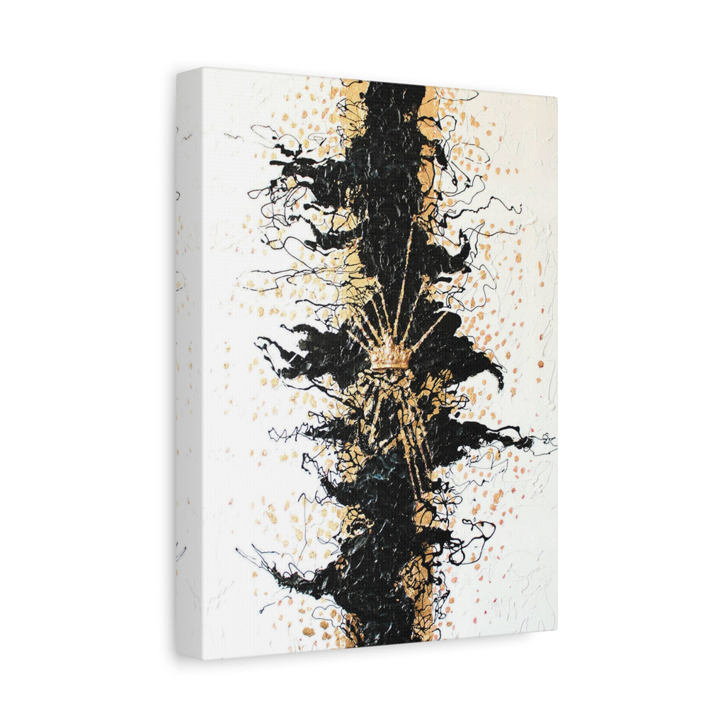 Abstract Black & Gold Crown Canvas Art — Matte Stretched Wall Decor 