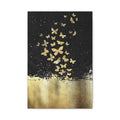 Canvas Art - Gold Butterflies Canvas Art on Black Abstract Matte Stretched Canvas - TheKaraHan