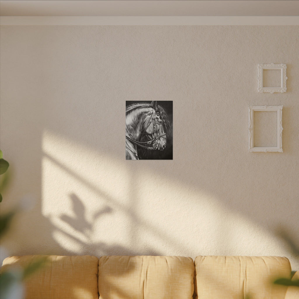 Black & White Horse Portrait Canvas — Matte Stretched Wall Art
