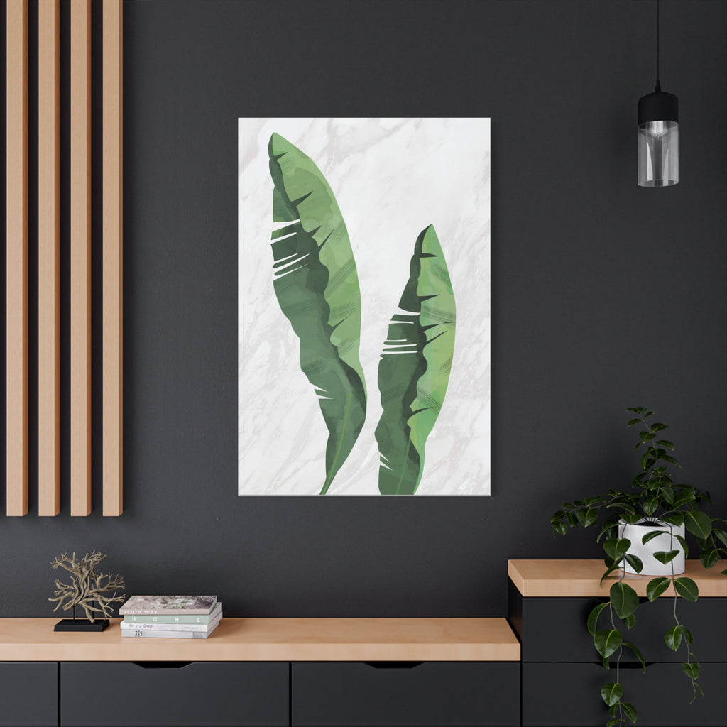 Banana Leaf Botanical Canvas Wall Art - Matte Stretched 1.25"