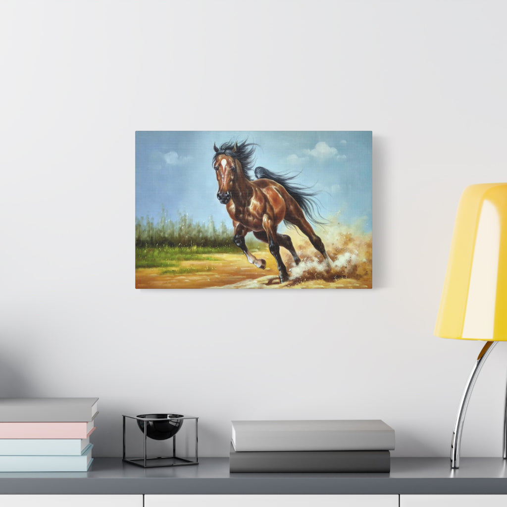 Running Stallion Matte Canvas Print — Horse Wall Art, Stretched 1.25" 