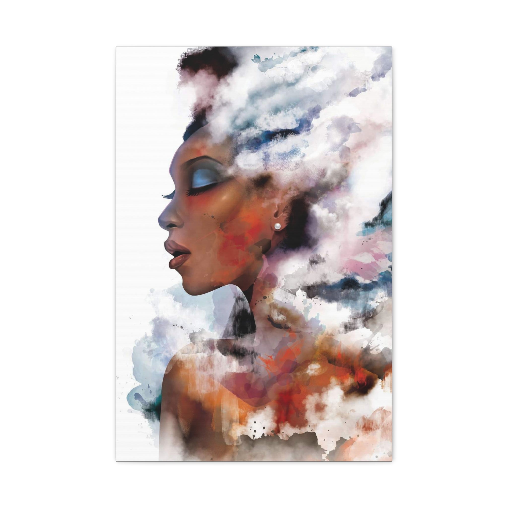 Abstract Portrait Canvas - Dreamy Woman Watercolor Wall Art 