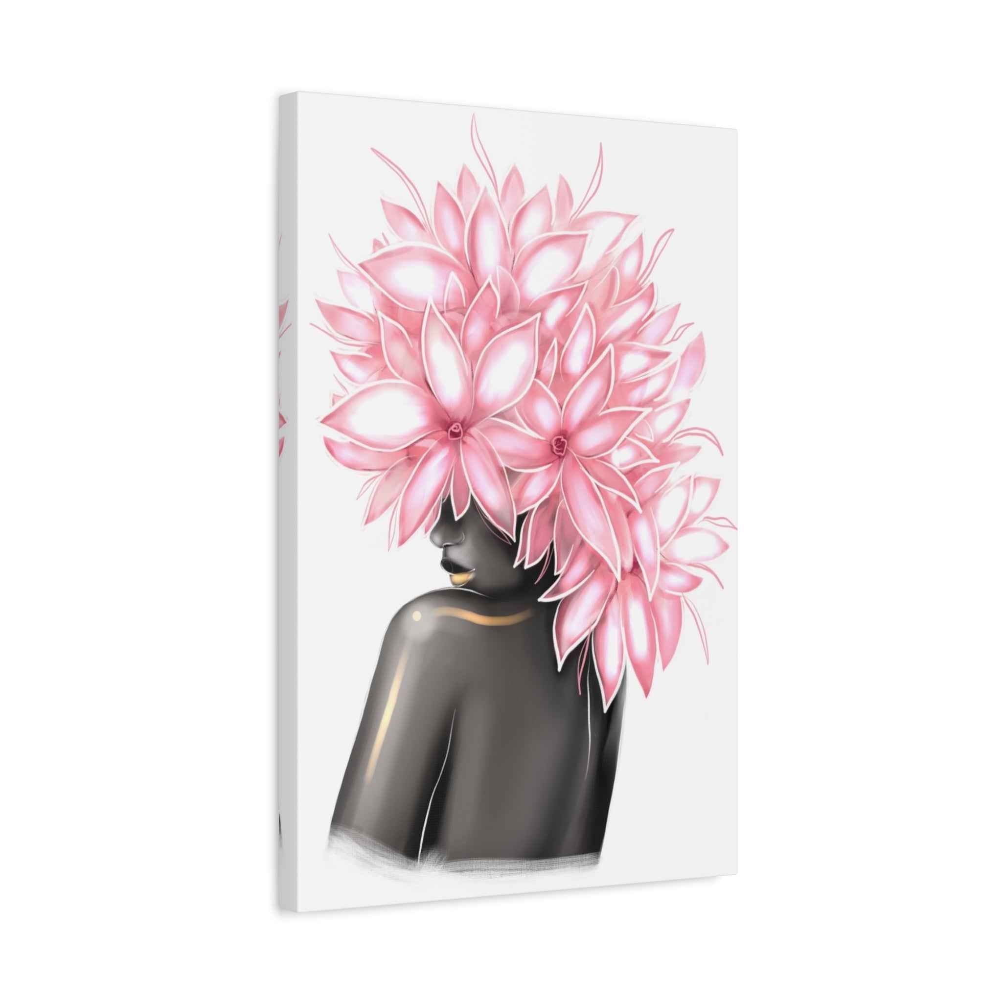 Pink Floral Bust Wall Art Canvas Print – Minimalist Abstract Flower Sculpture Artwork