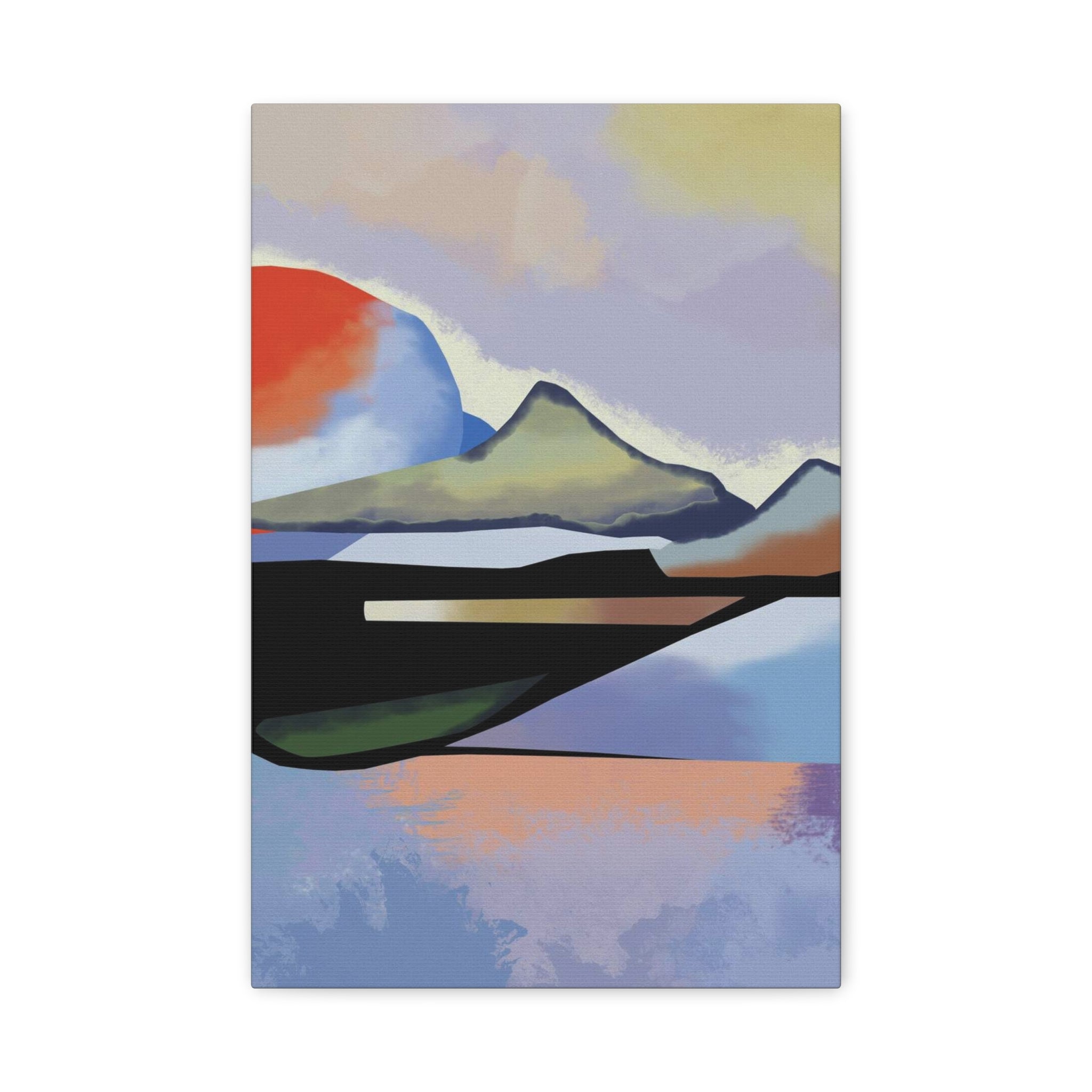 Abstract Sunset Landscape Canvas Print — Modern Mountain Wall Art 