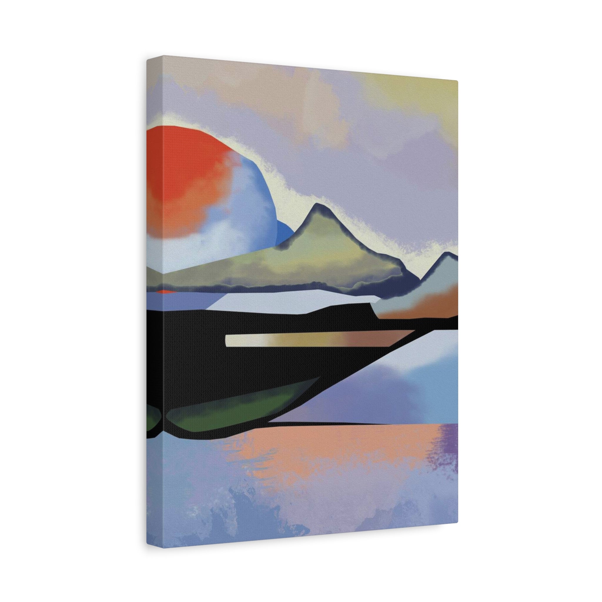 Abstract Sunset Landscape Canvas Print — Modern Mountain Wall Art
