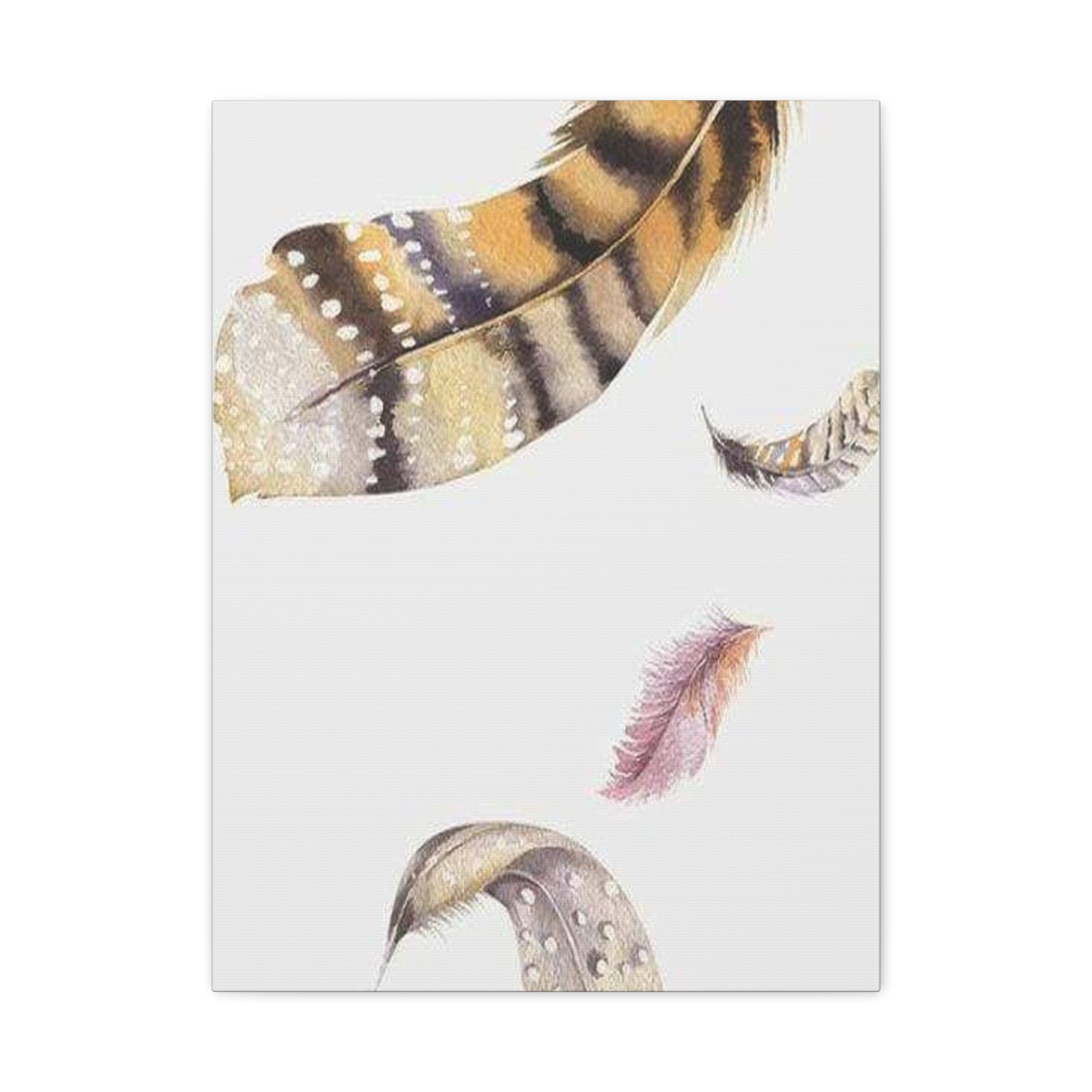 Watercolor Feather Canvas Print — Boho Wall Art, Neutral Feather Nursery Decor 