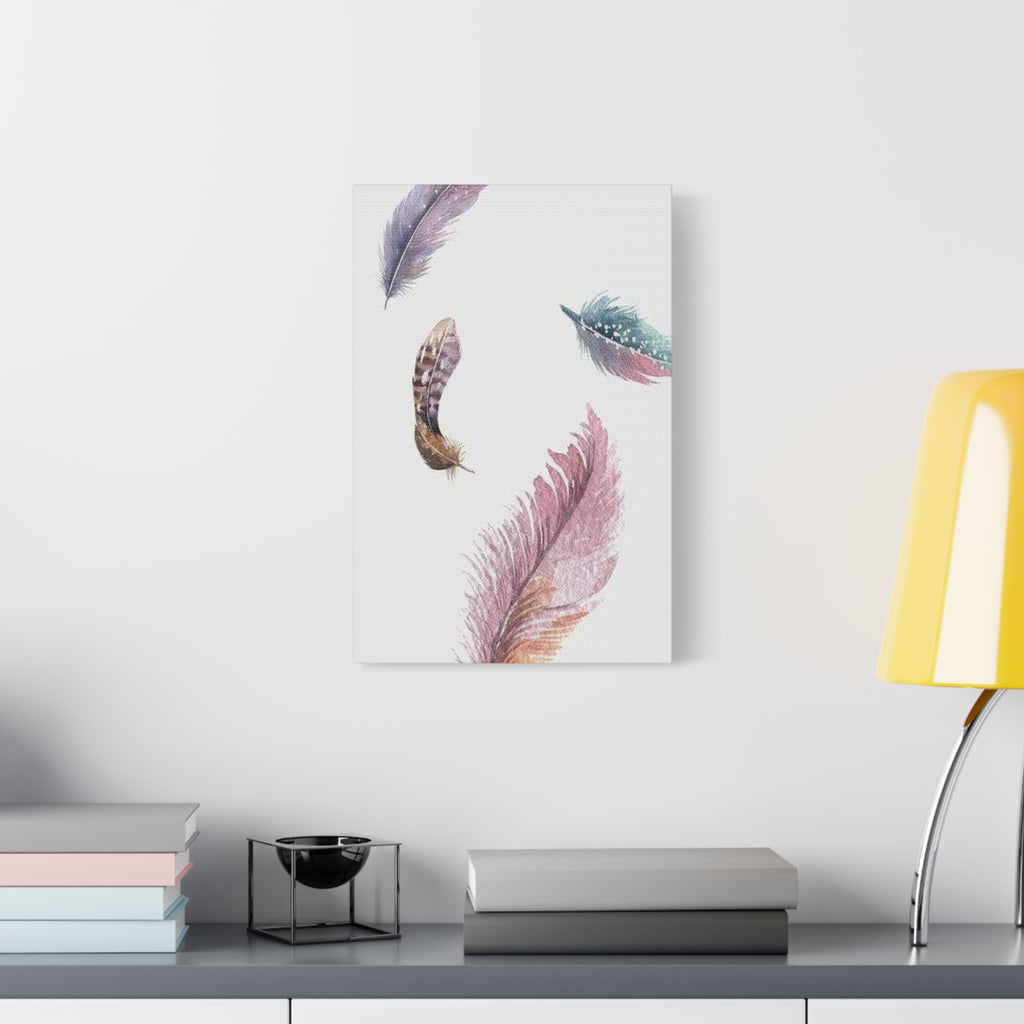 Soft Watercolor Feathers Canvas Wall Art - Stretched 1.25" Matte Design - TheKaraHan