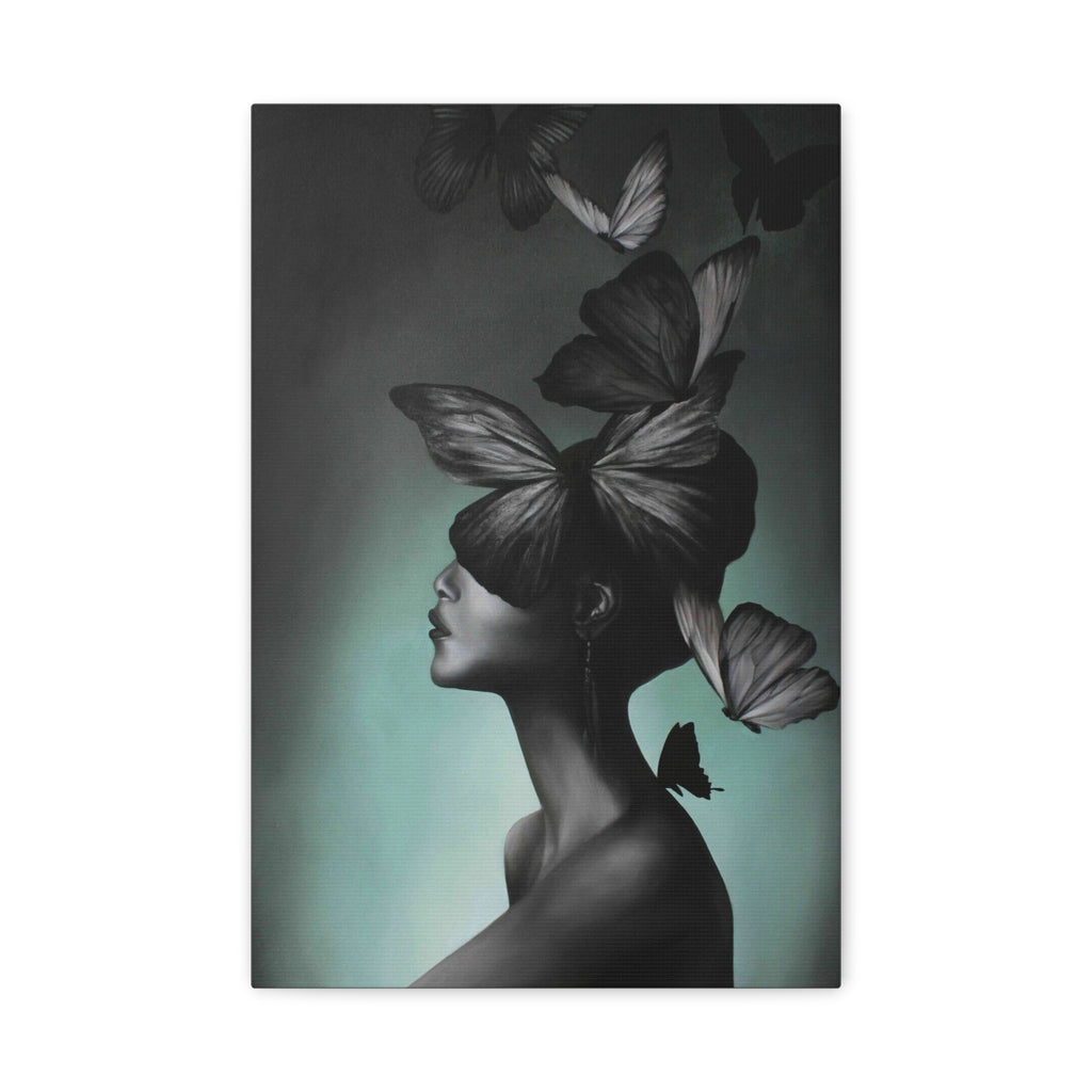 Butterfly Dream Matte Canvas Wall Art — Surreal Female Silhouette Print 