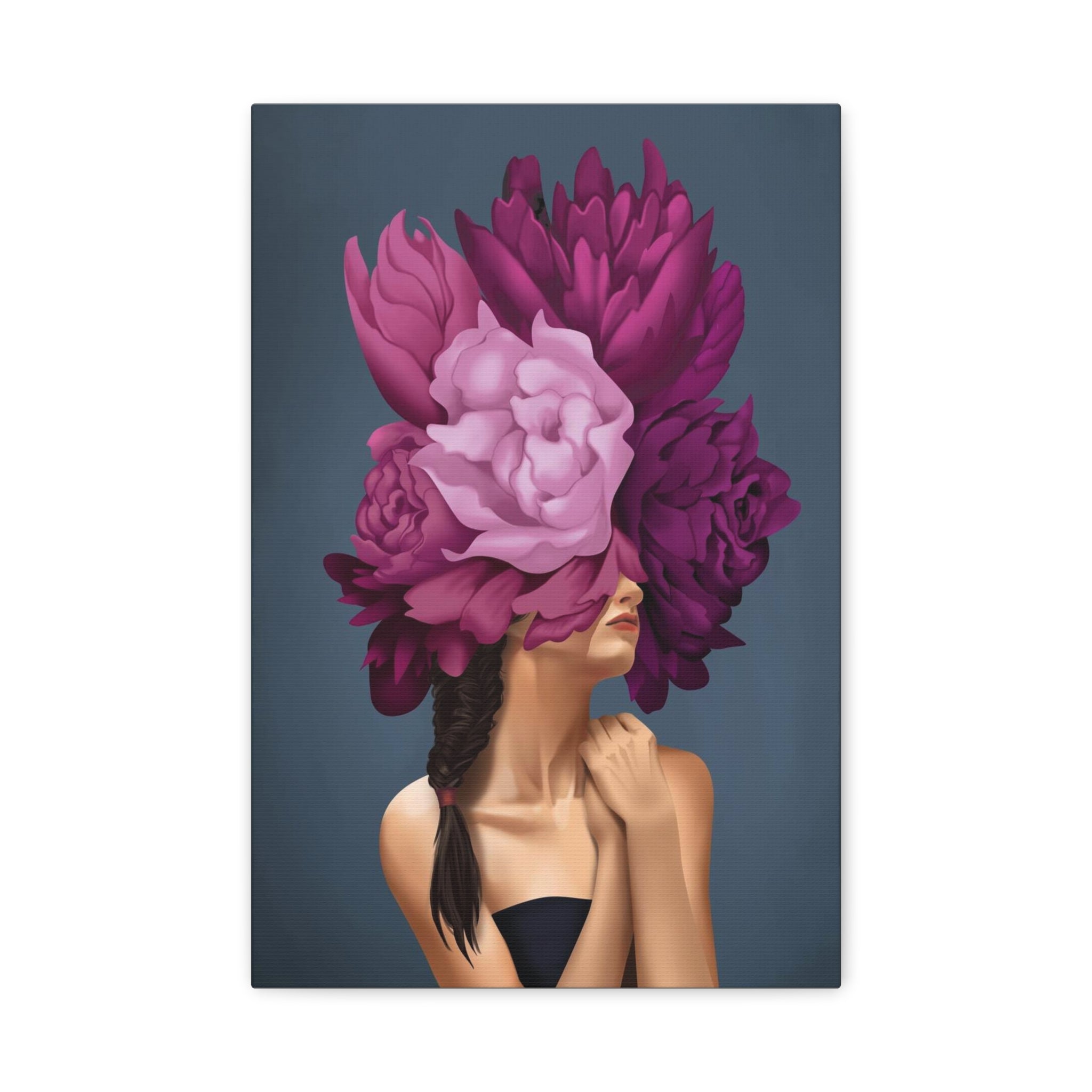 Floral Masked Woman Matte Canvas Wall Art – Stretched 1.25" 