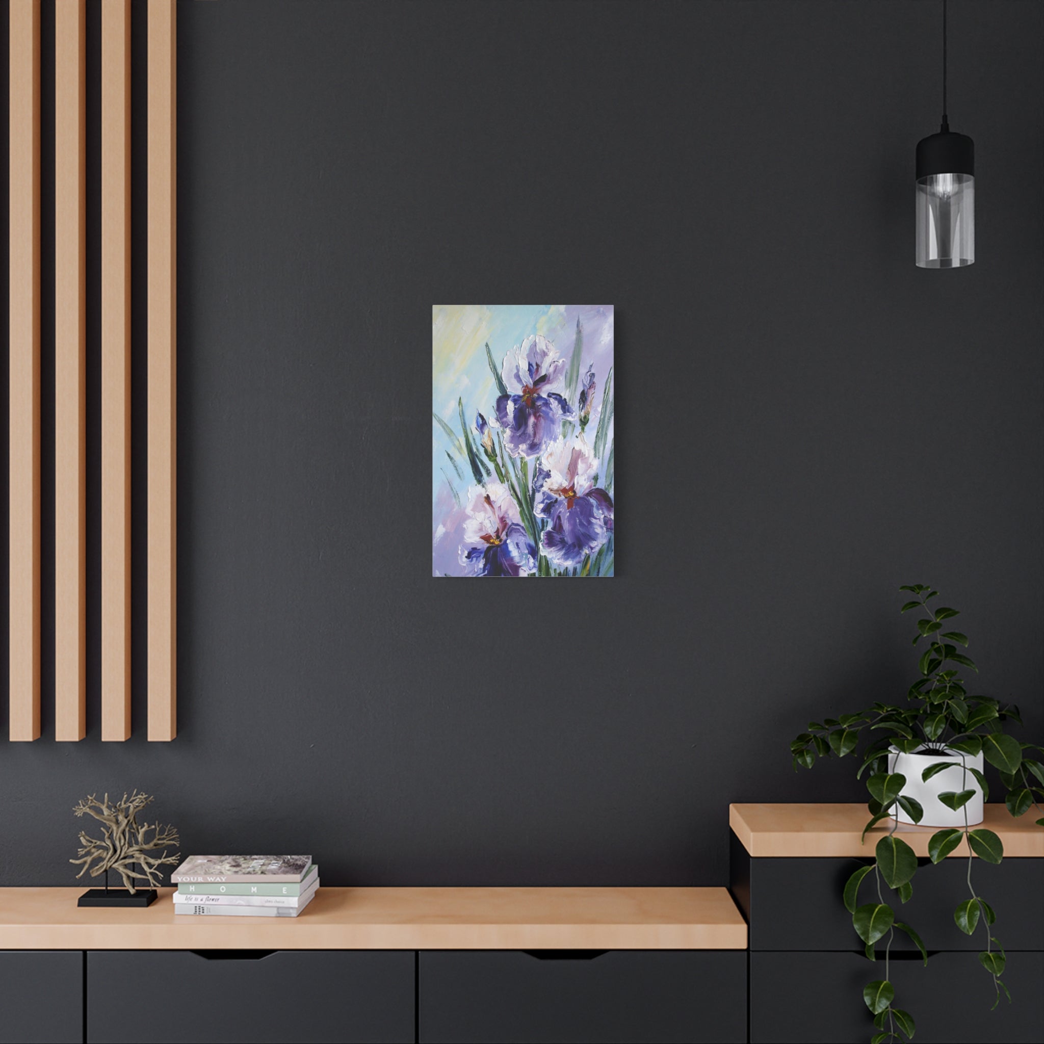Purple Iris Floral Canvas Art — Stretched Matte Wall Painting
