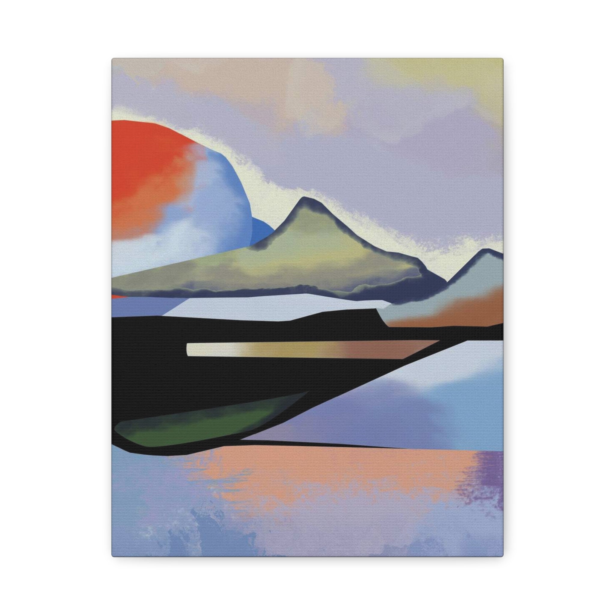 Abstract Sunset Landscape Canvas Print — Modern Mountain Wall Art 