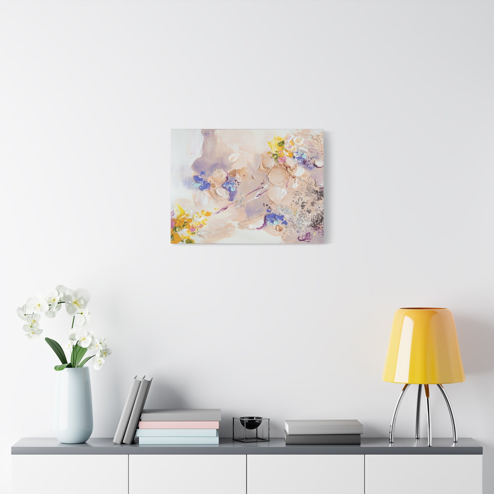 Abstract Floral Matte Canvas Wall Art — Pastel Bouquet Stretched Print 