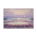 Sunset Seaside Canvas - Woman with Bouquet Beach Wall Art 