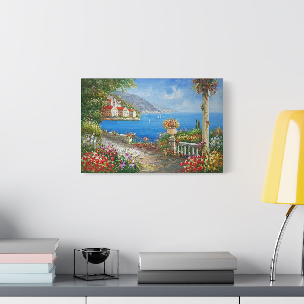 Mediterranean Seaside Path Matte Canvas Wall Art — Stretched 1.25"