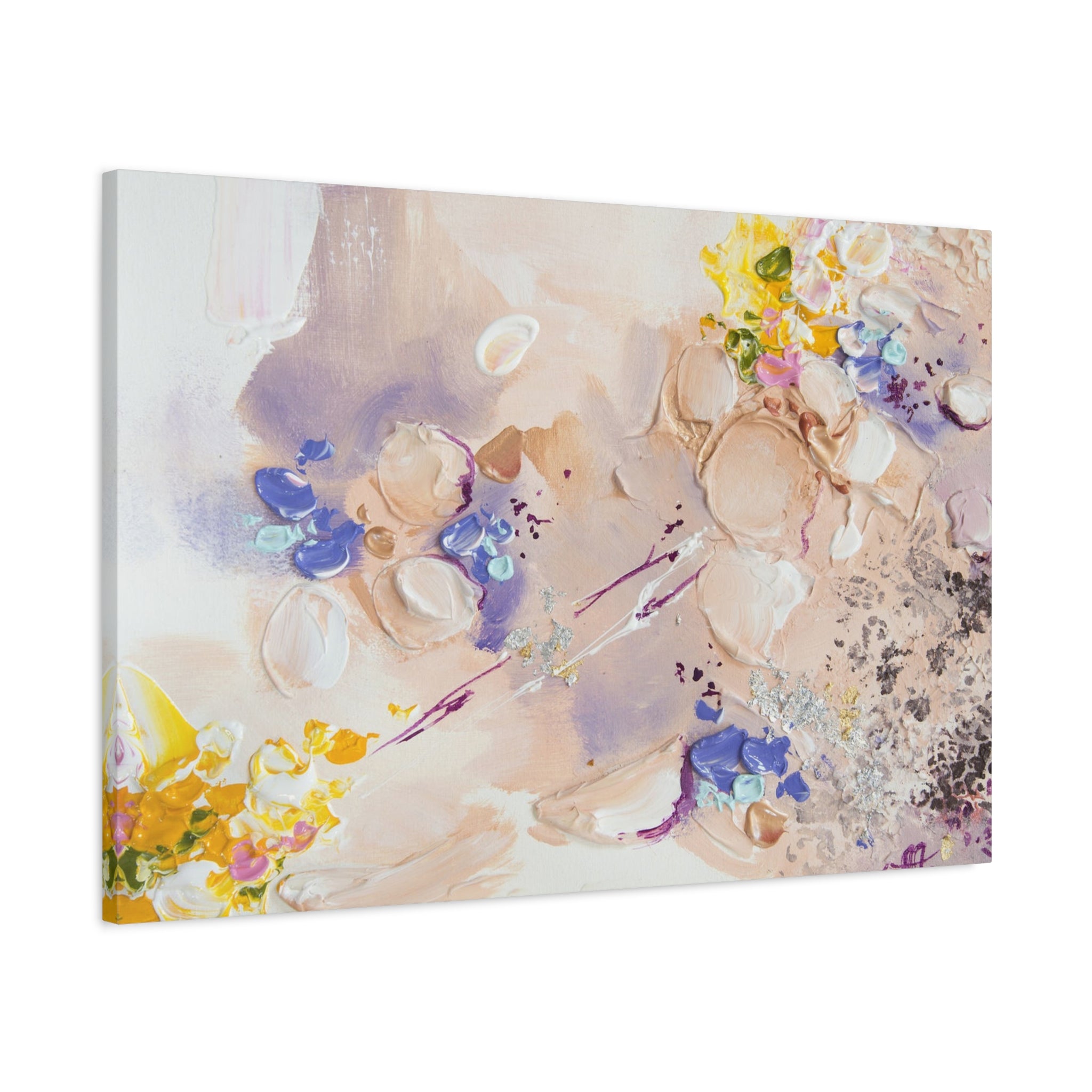 Abstract Floral Matte Canvas Wall Art — Pastel Bouquet Stretched Print 