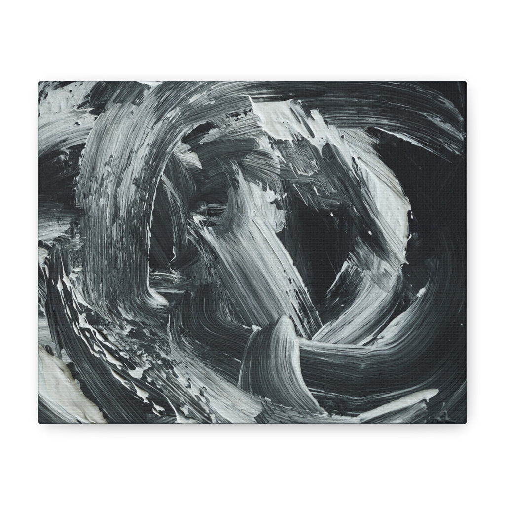Abstract Black & White Swirl Matte Canvas Art — Minimalist Monochrome Wall Decor 