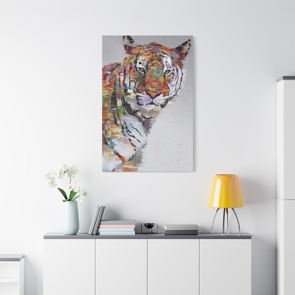 Color Splash Tiger Matte Canvas Wall Art – Stretched 1.25" 