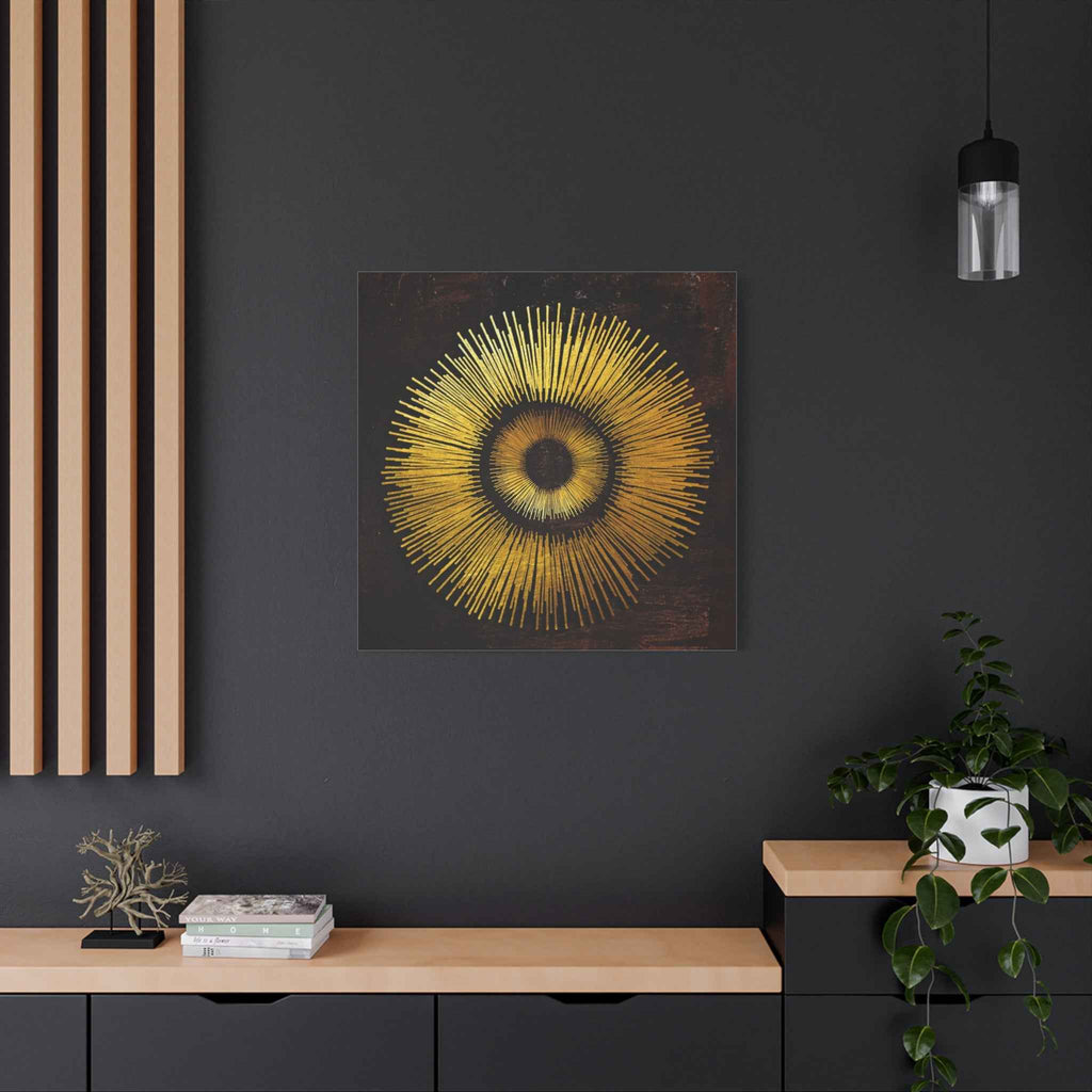 Gold Sunburst Wall Art – Luxury Abstract Canvas Decor for Modern Interiors