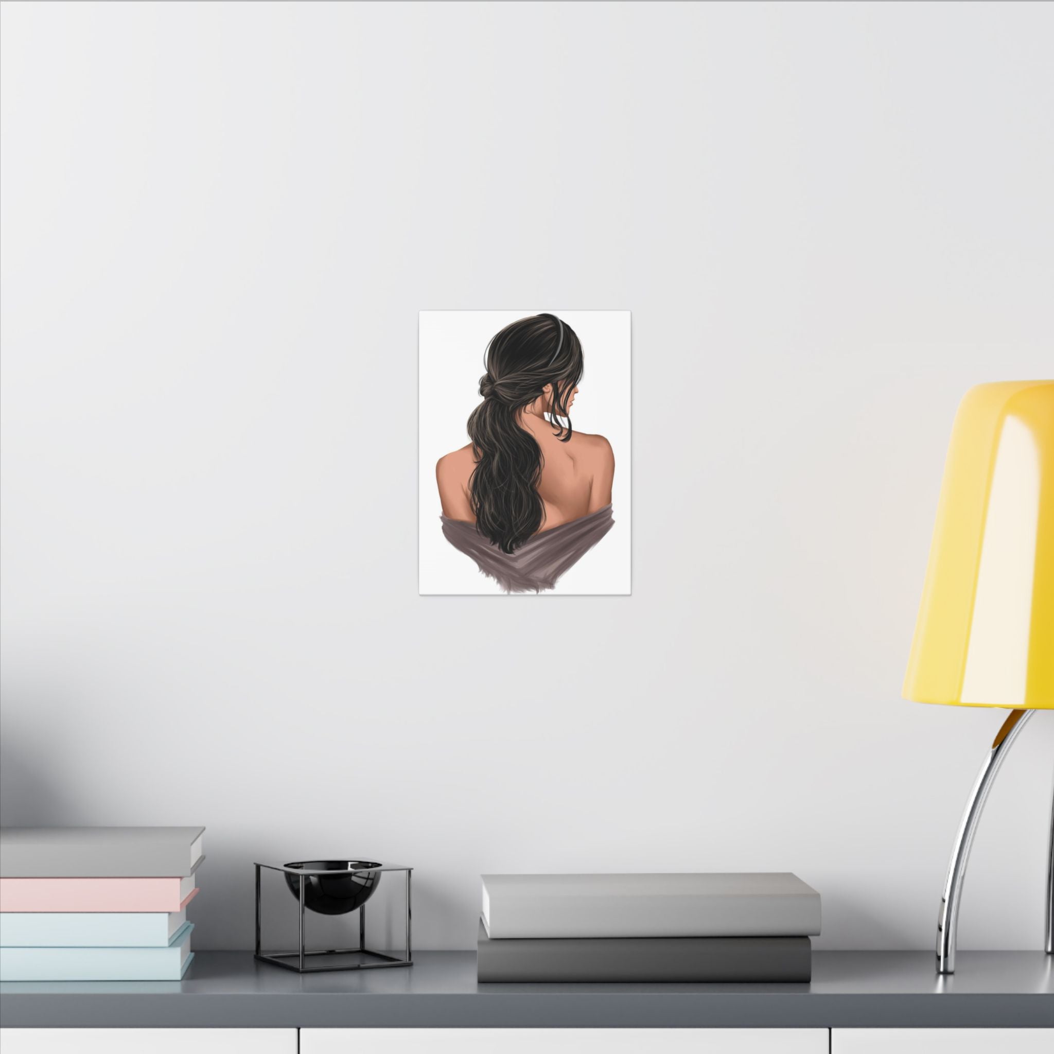 Portrait Canvas Print — Woman Back View with Loose Ponytail 