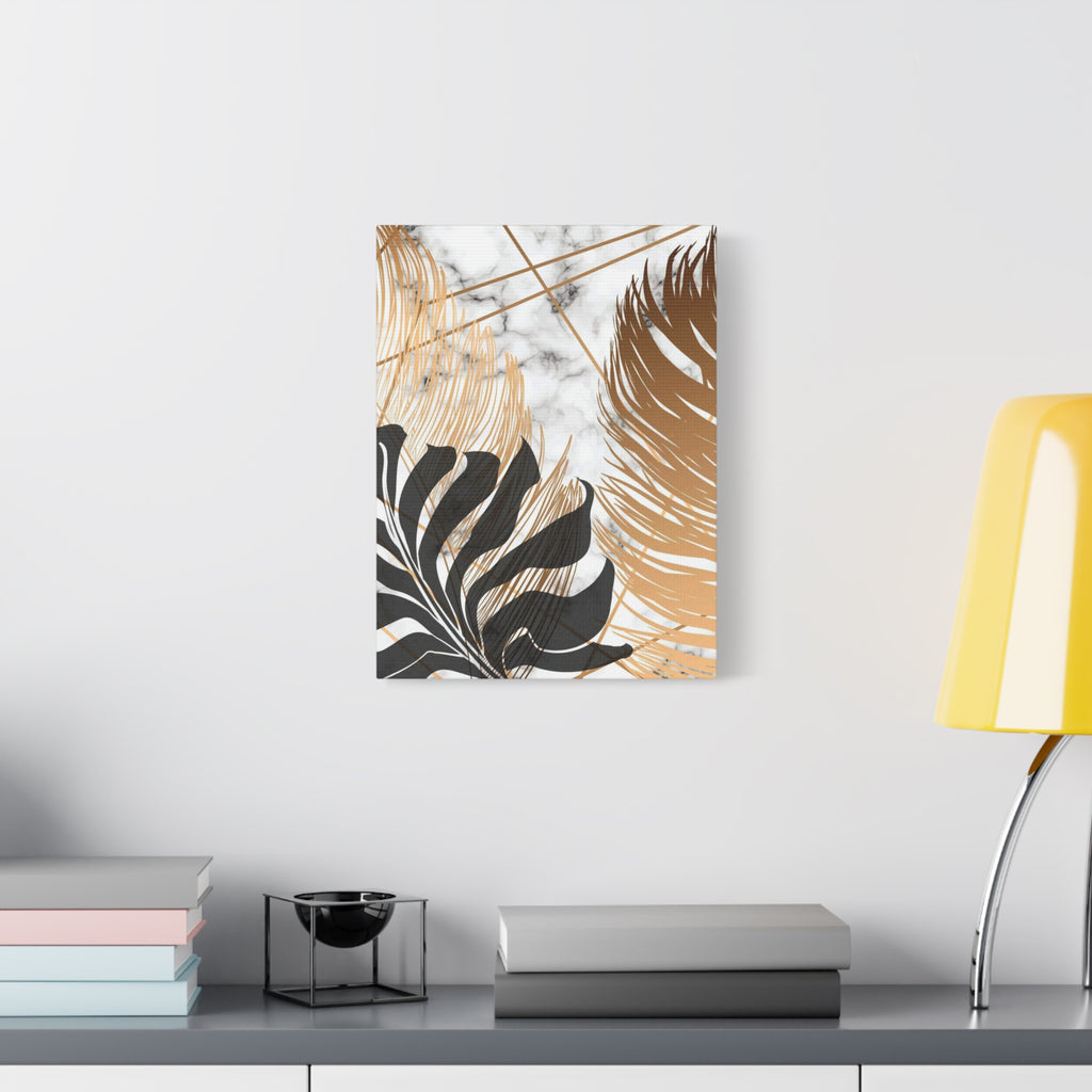 Tropical Palm Canvas Wall Art — Gold & Marble Botanical Print
