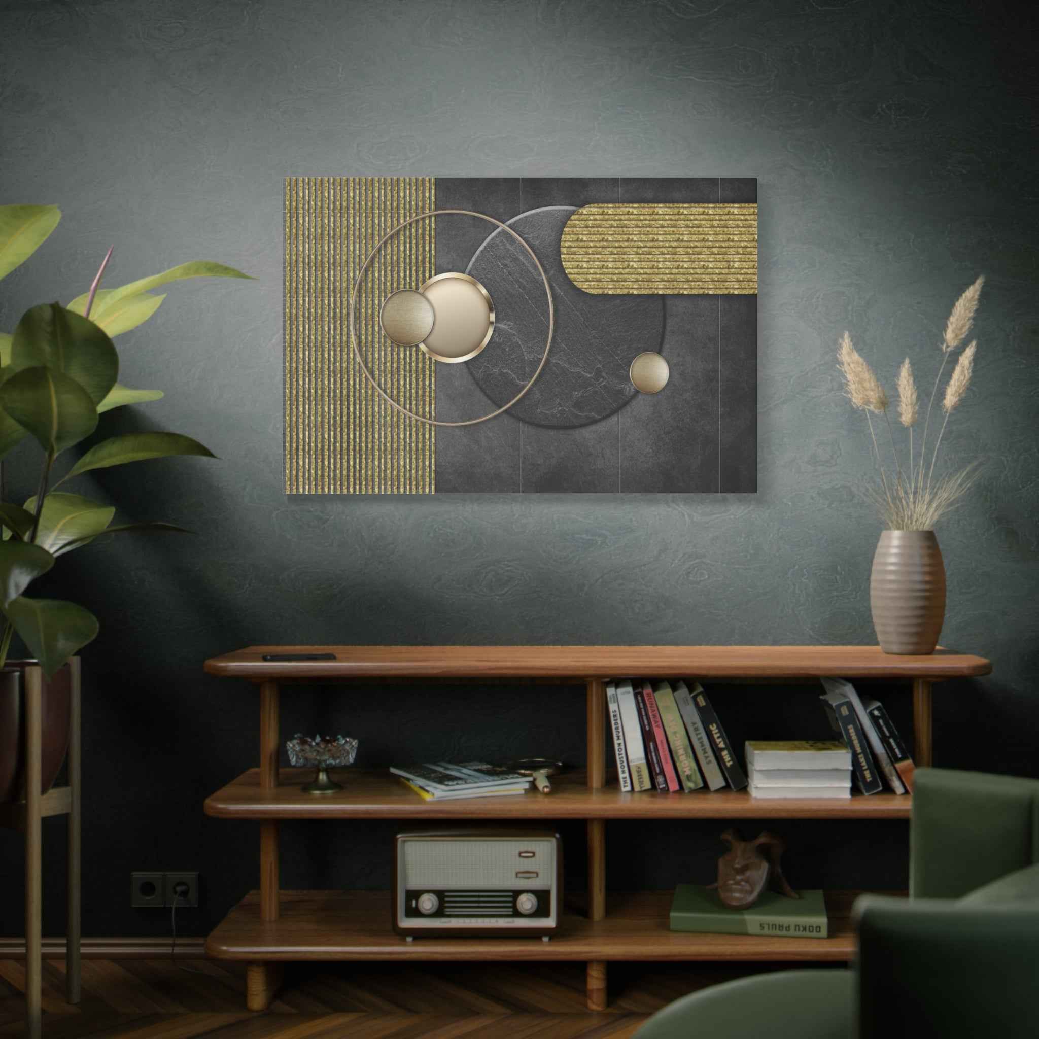 Black and Gold Geometric Canvas Wall Art – Luxury Modern Wall Decor