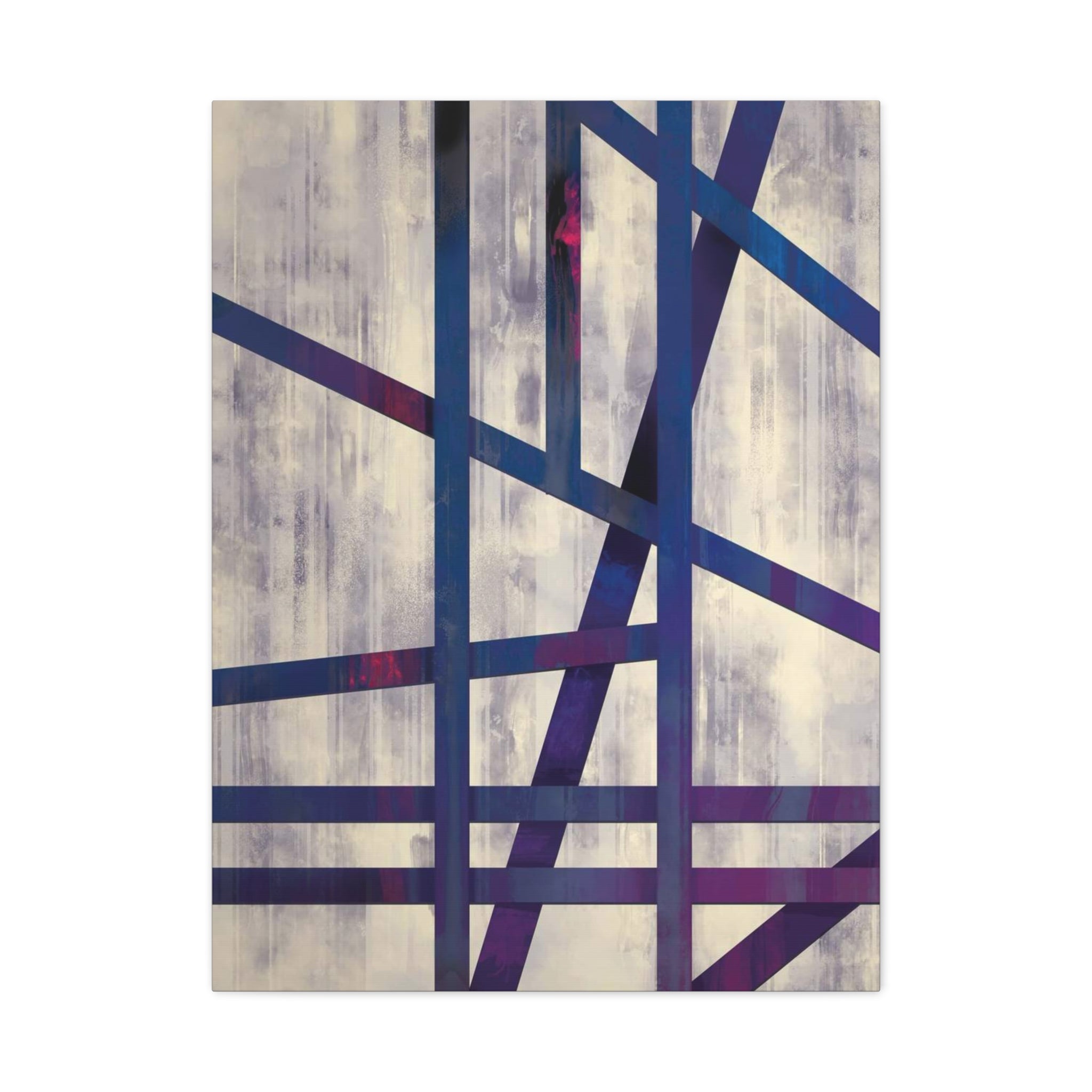 Abstract Geometric Canvas Print – Modern Blue & Purple Lines Art 