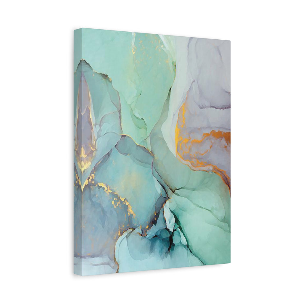 Aqua Marble Abstract Canvas Art — Matte Stretched Wall Print 