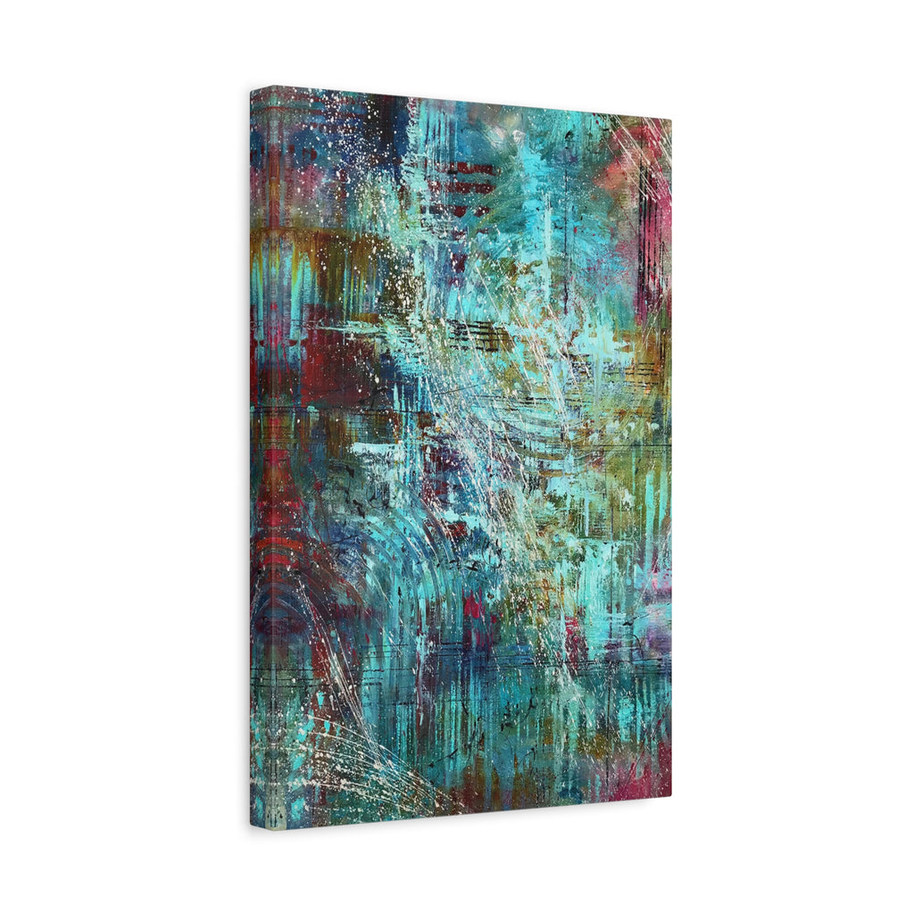 Abstract Teal & Rust Matte Canvas Art (Stretched 1.25") 