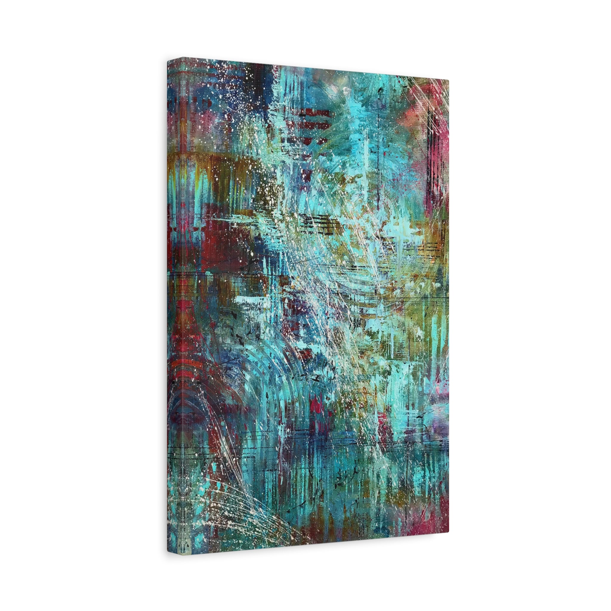 Abstract Teal & Rust Matte Canvas Art (Stretched 1.25") 