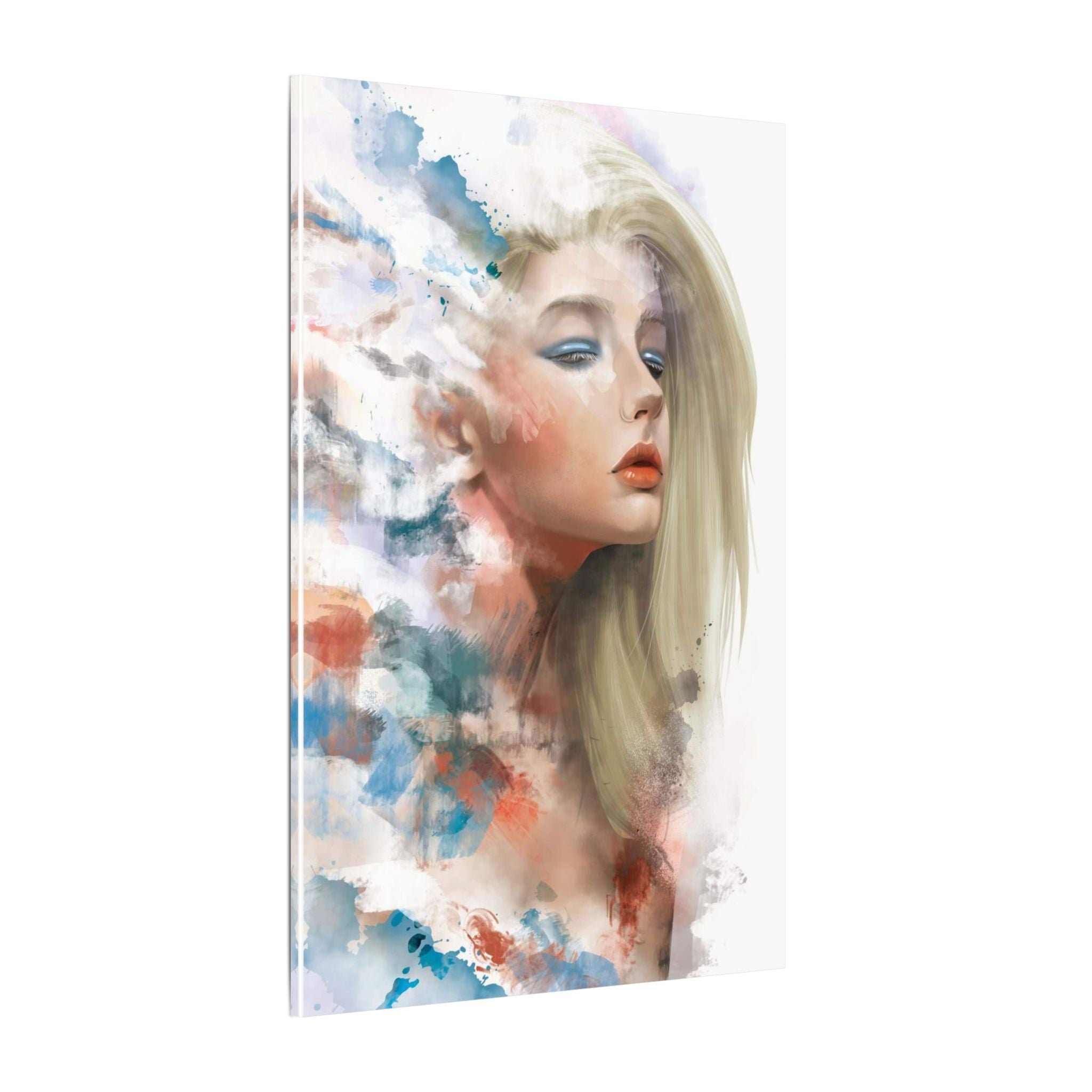 Watercolor Portrait Canvas — Dreamy Female Face Wall Art, Matte Stretched Print